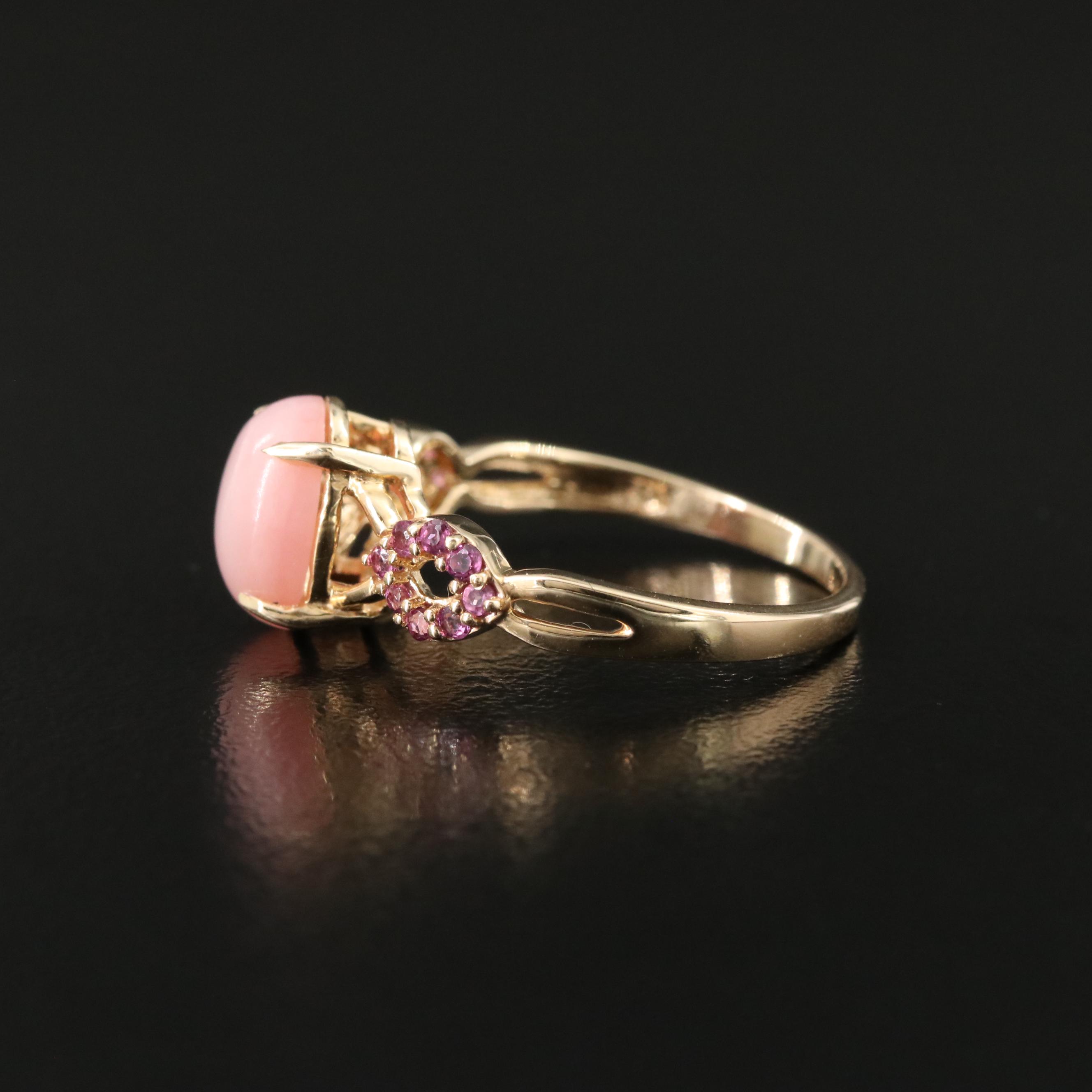 14K Opal and Rhodolite Garnet Ring