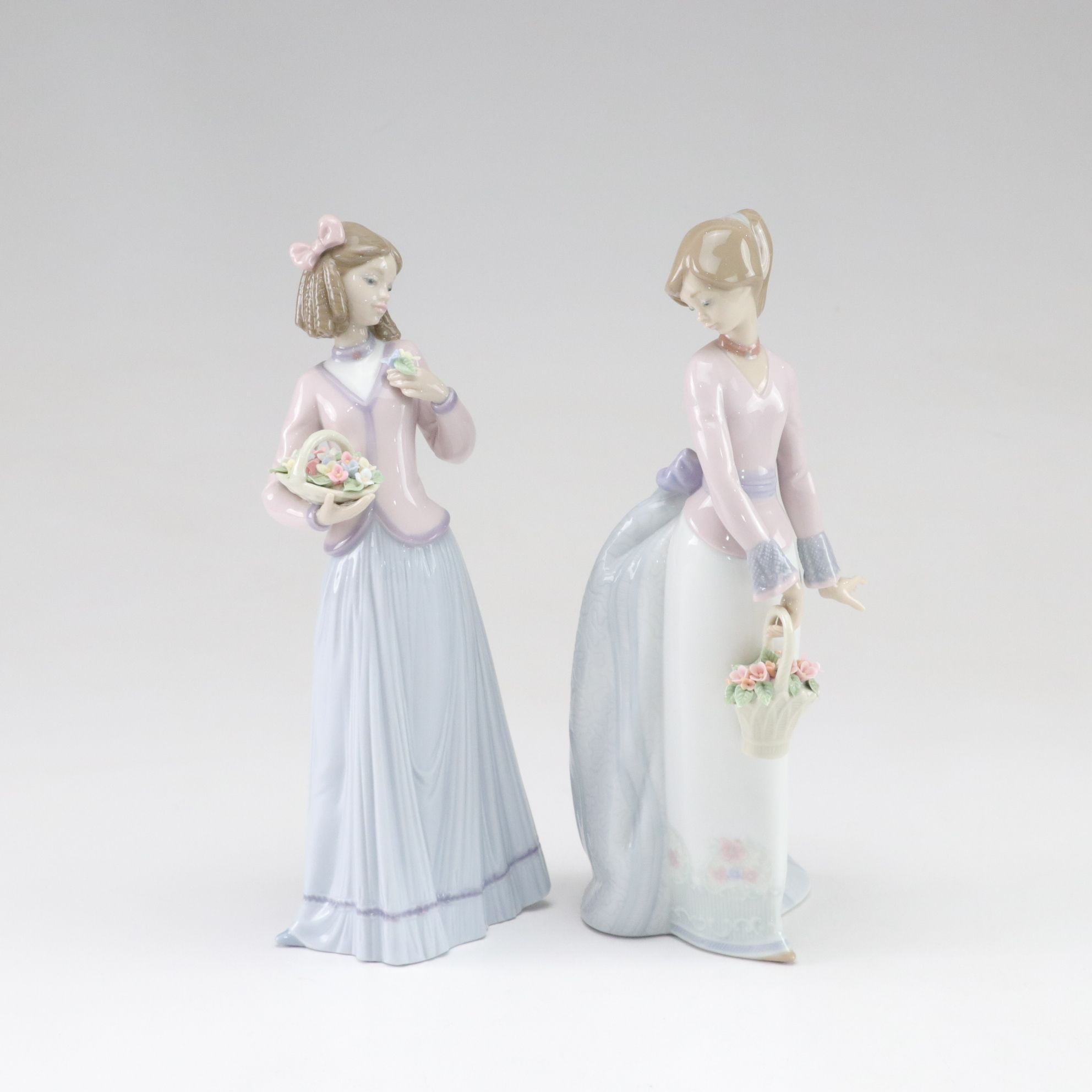 Lladró "Basket of Love" and "Innocence in Bloom" Porcelain Figurines, 1990s
