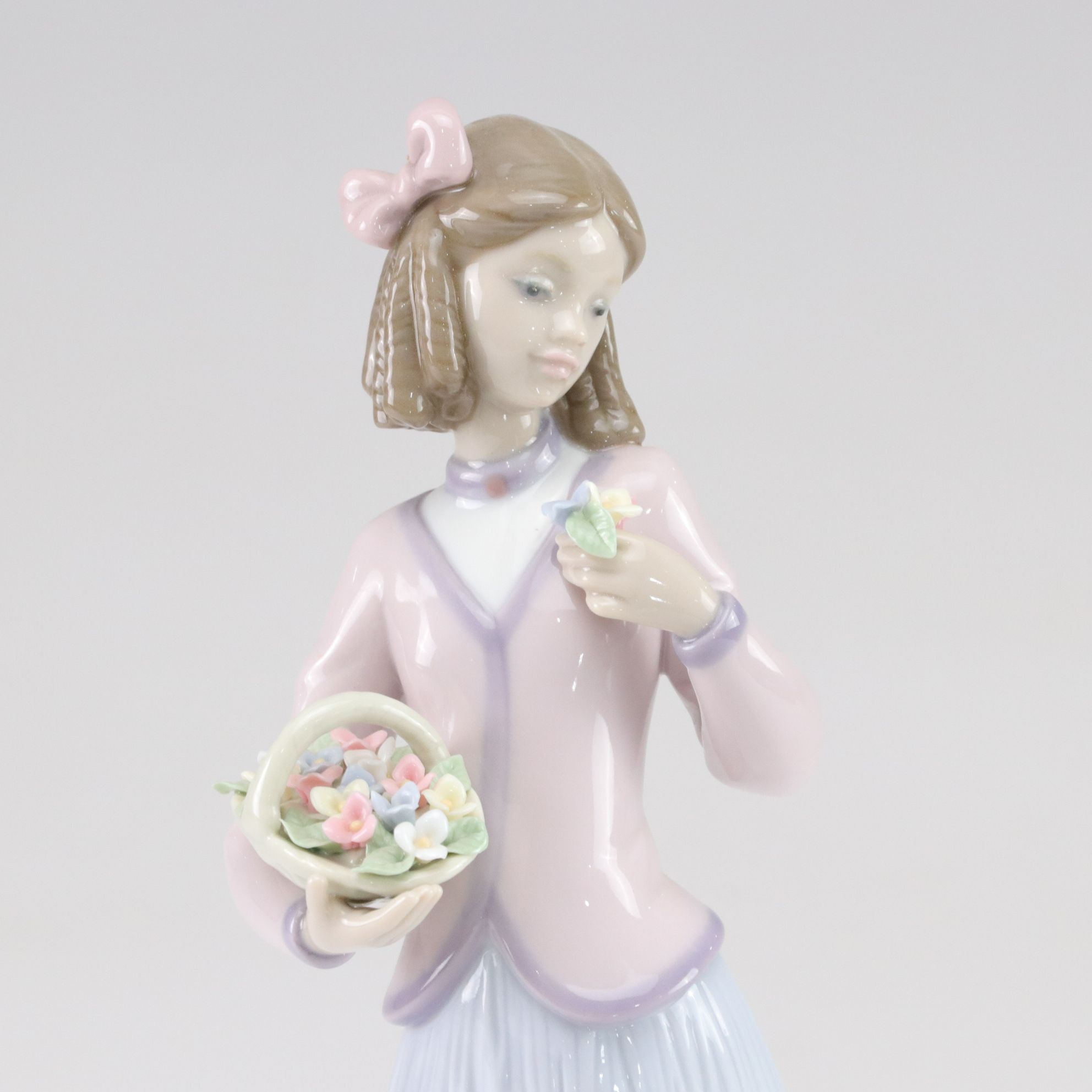 Lladró "Basket of Love" and "Innocence in Bloom" Porcelain Figurines, 1990s