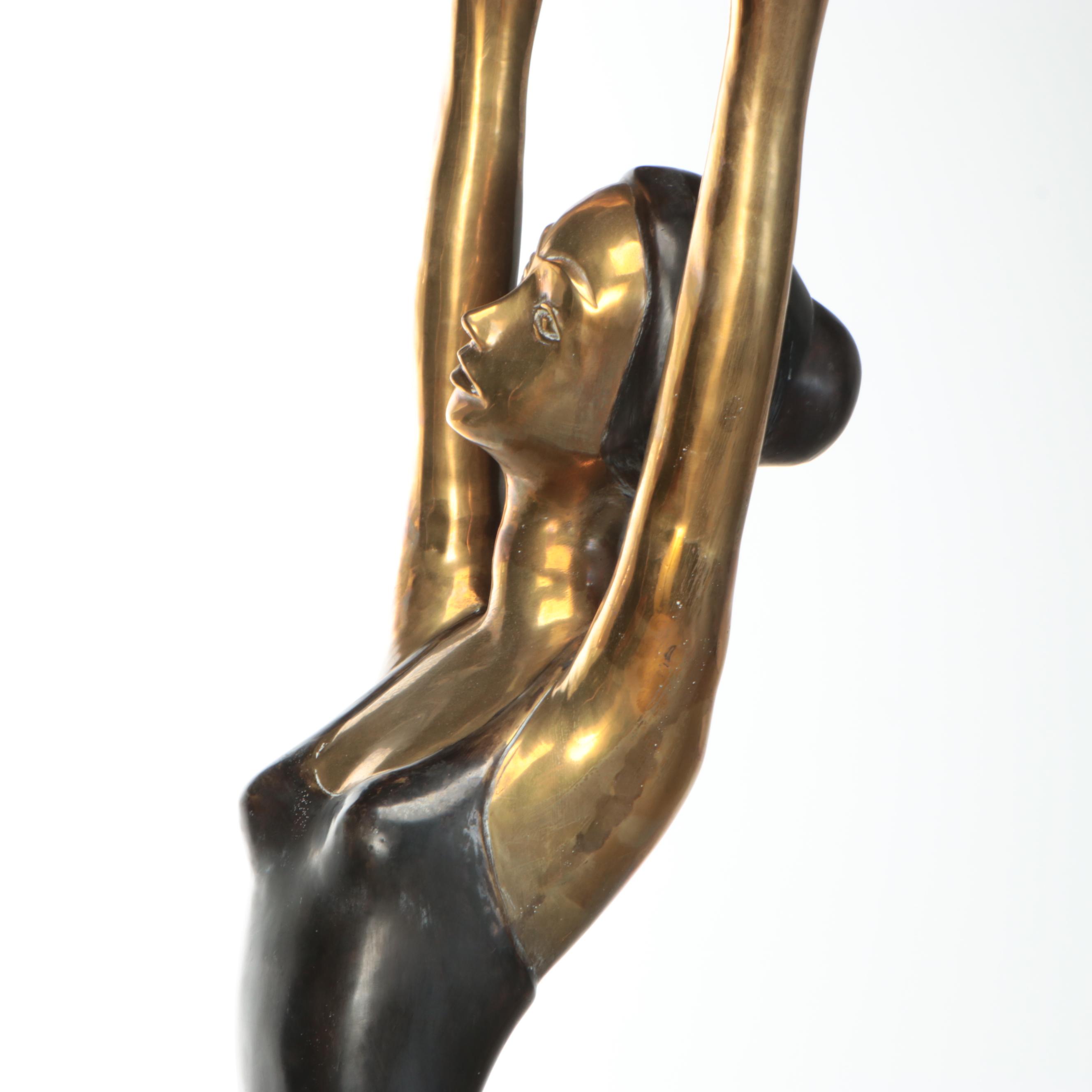 Lifesize Art Deco Style Brass Ballet Dancer Sculpture