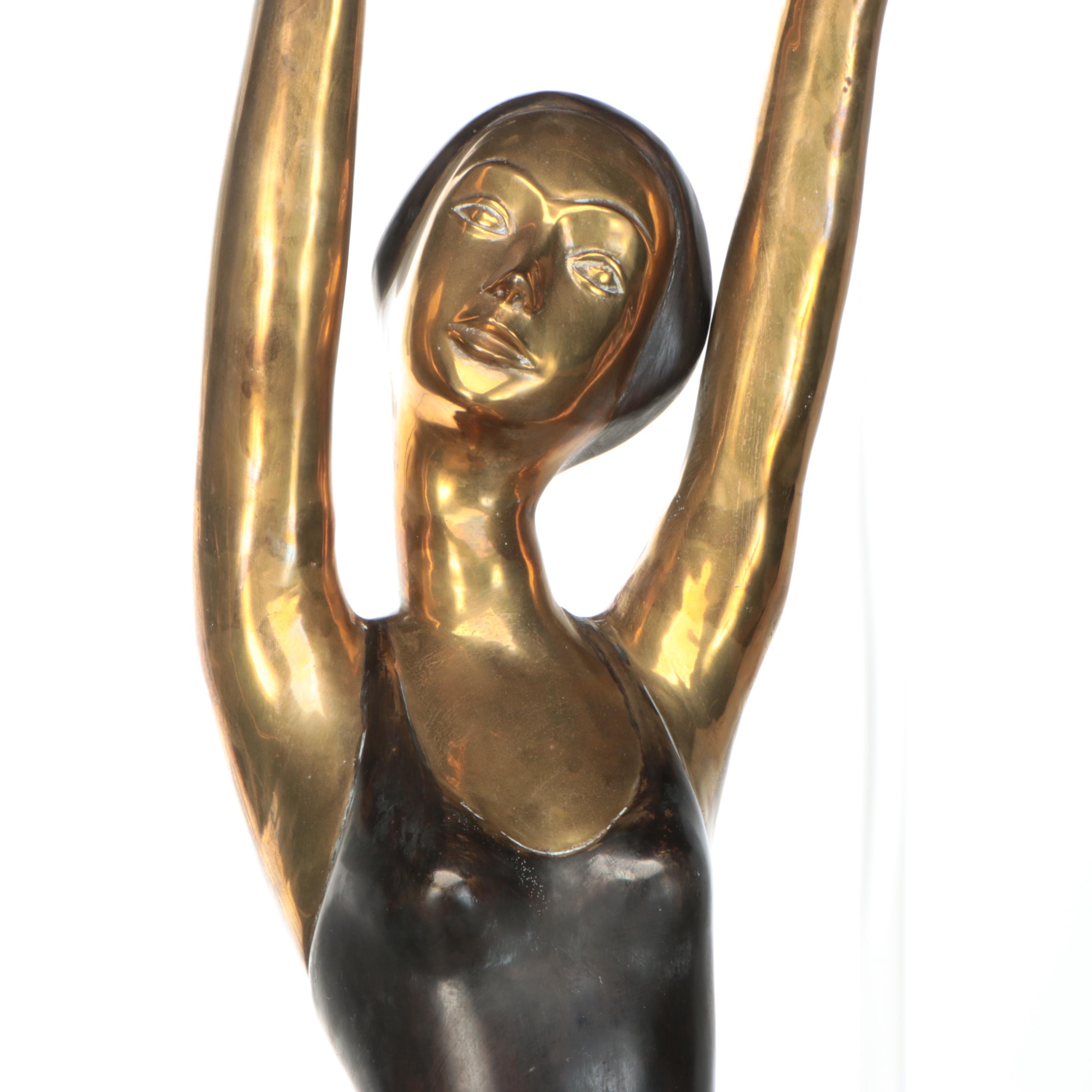 Lifesize Art Deco Style Brass Ballet Dancer Sculpture