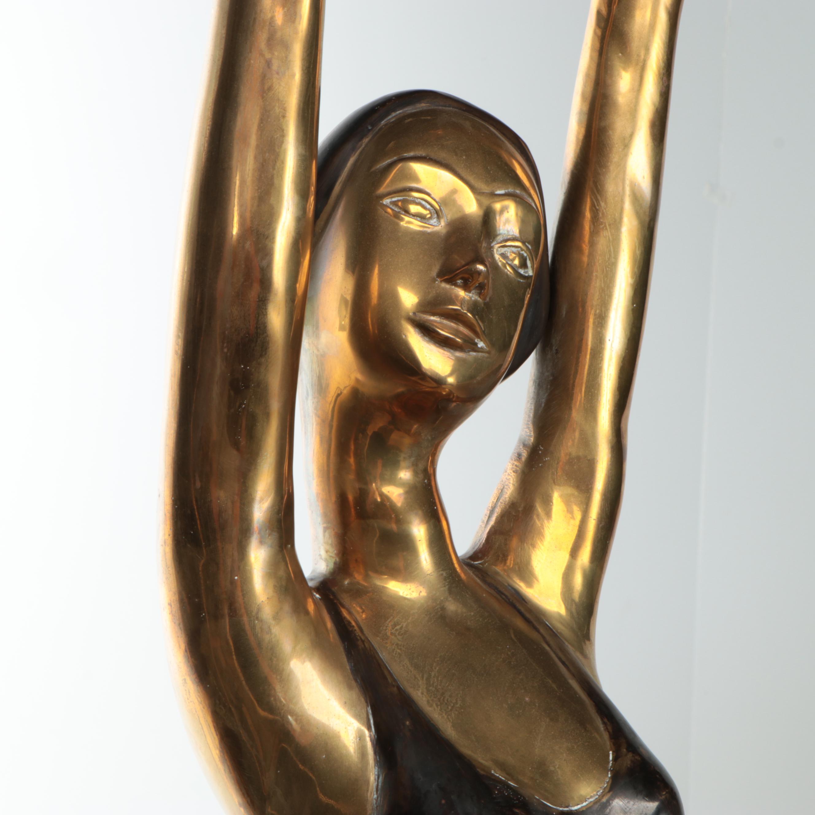 Lifesize Art Deco Style Brass Ballet Dancer Sculpture