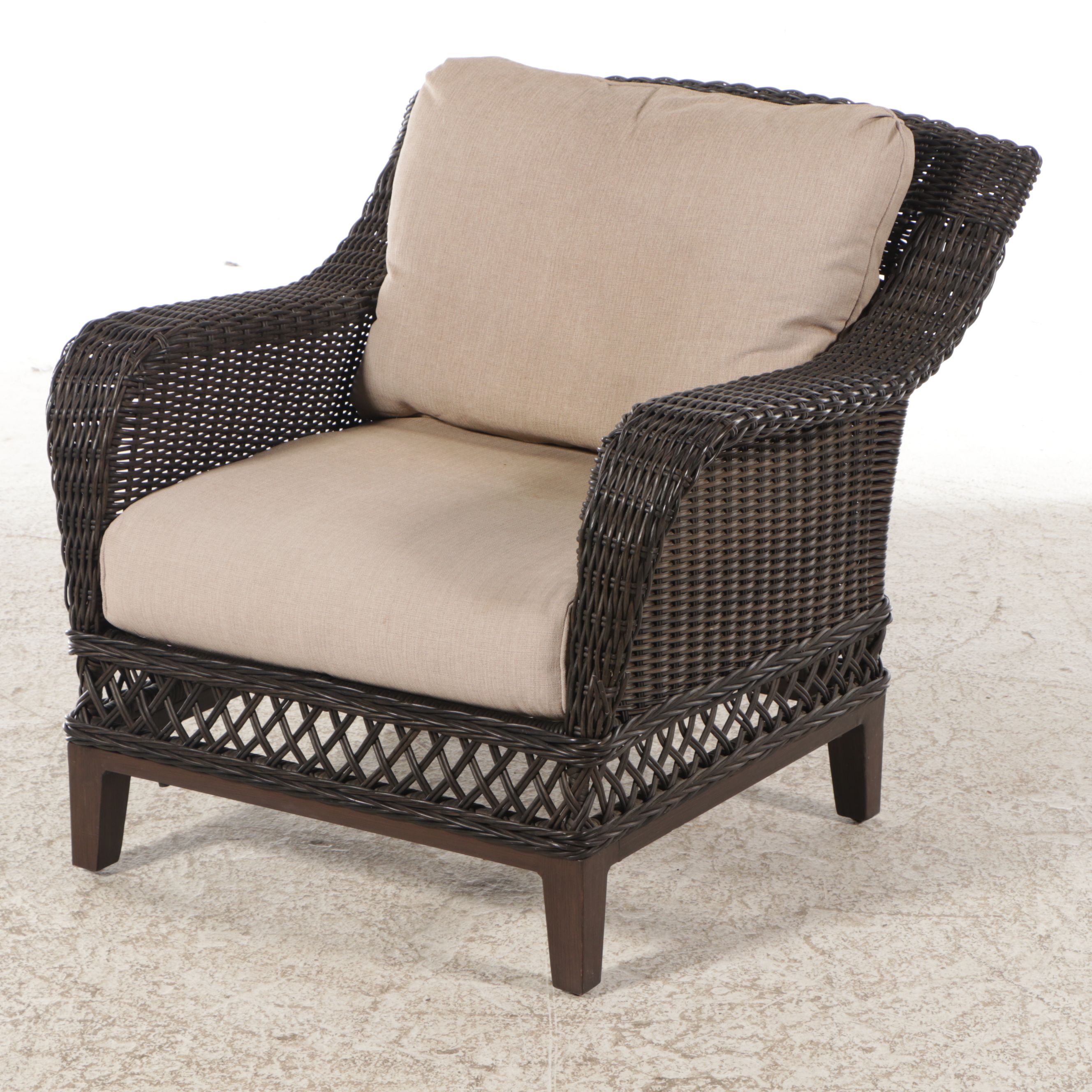 Pair of Hampton Bay Resin Wicker Patio Lounge Chairs with Accent Table