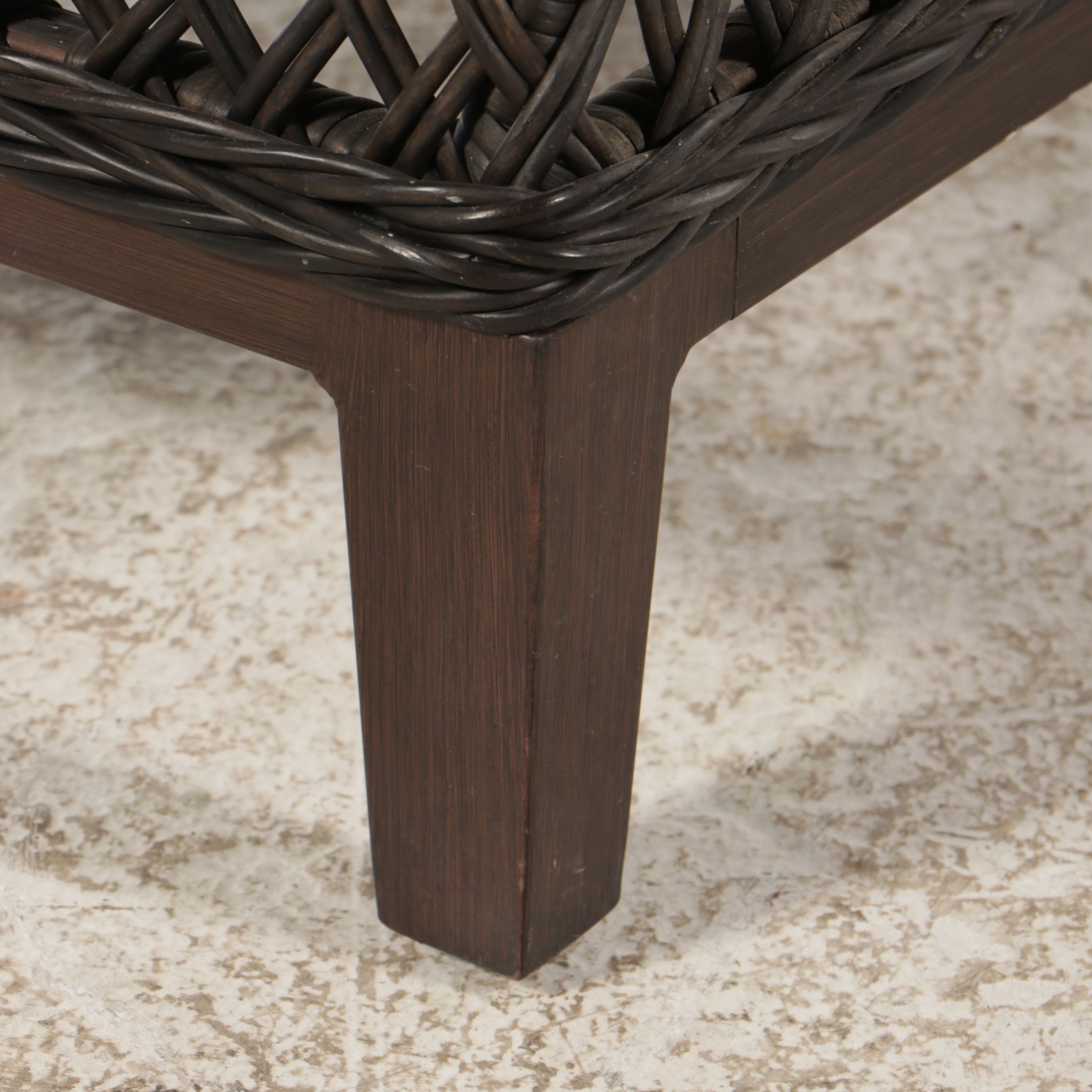 Pair of Hampton Bay Resin Wicker Patio Lounge Chairs with Accent Table