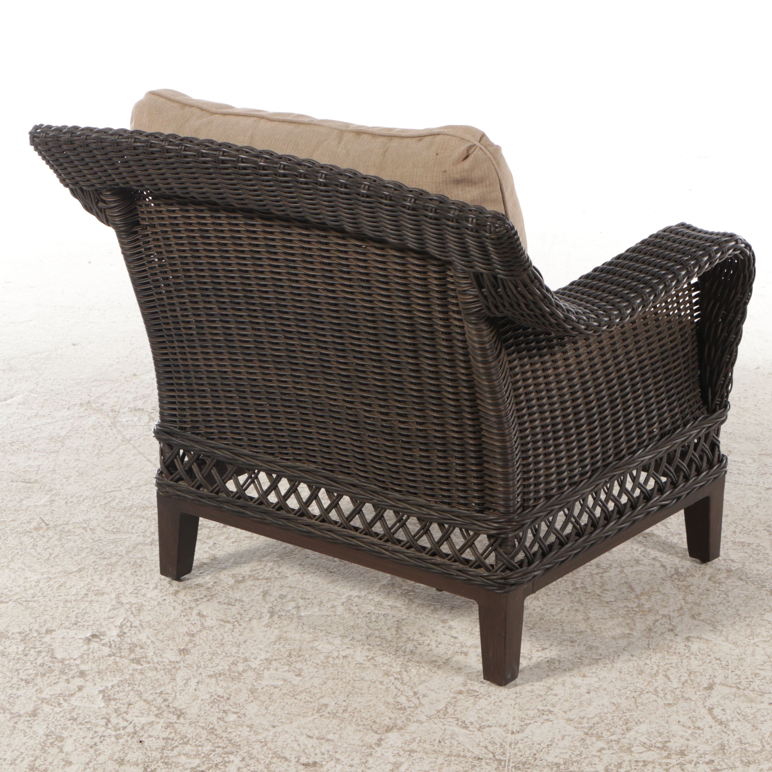Pair of Hampton Bay Resin Wicker Patio Lounge Chairs with Accent Table