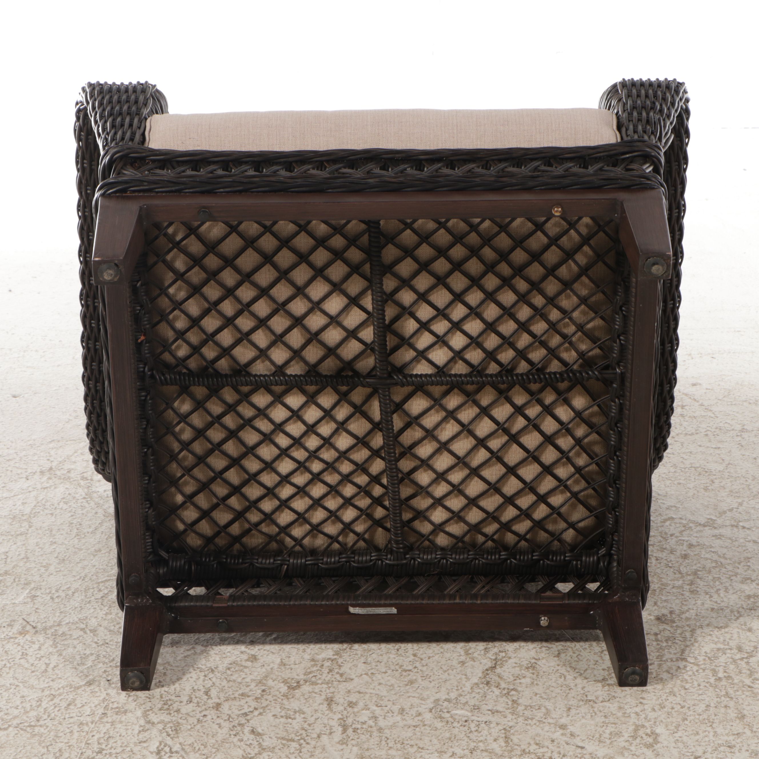 Pair of Hampton Bay Resin Wicker Patio Lounge Chairs with Accent Table