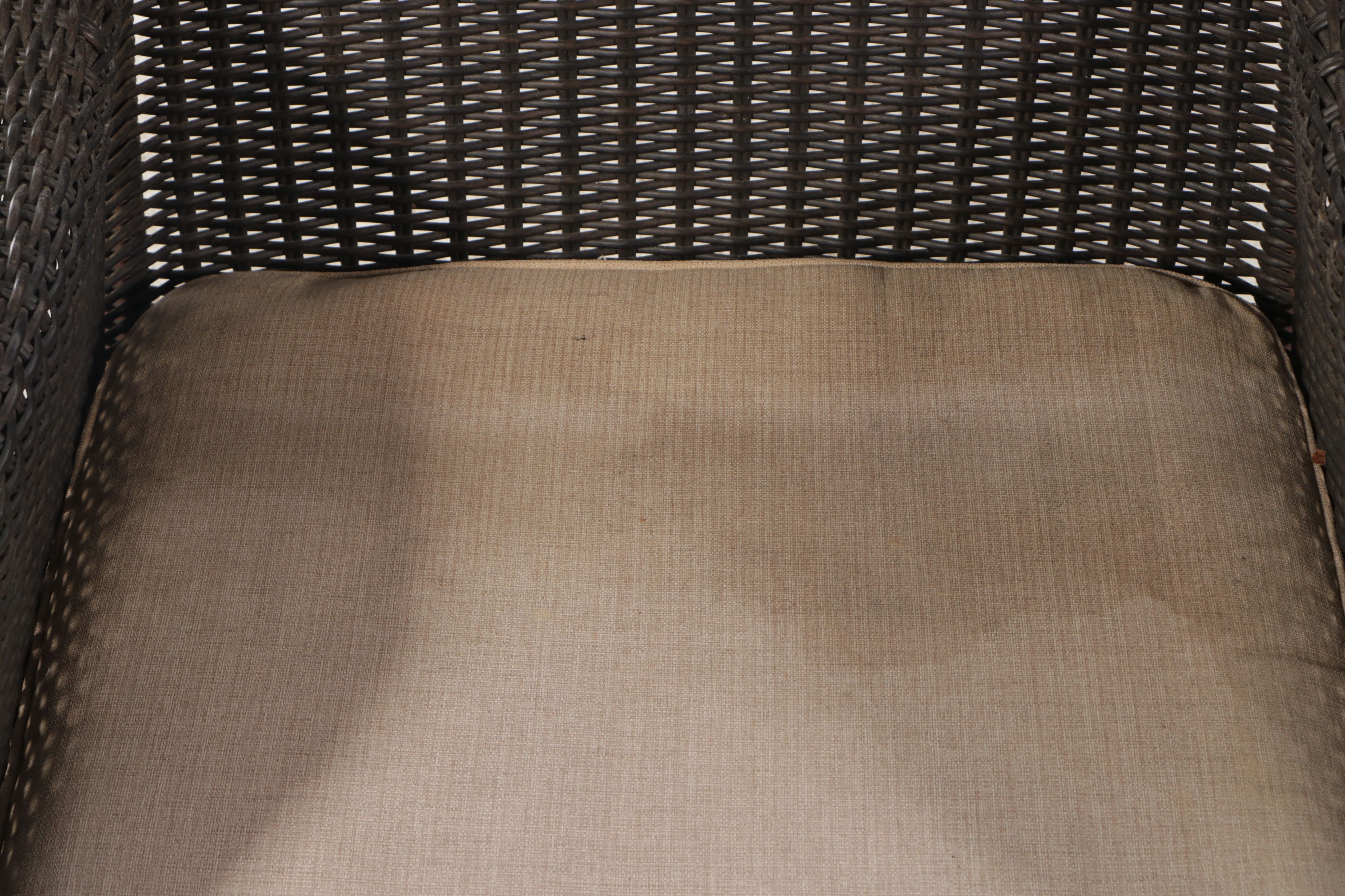 Pair of Hampton Bay Resin Wicker Patio Lounge Chairs with Accent Table