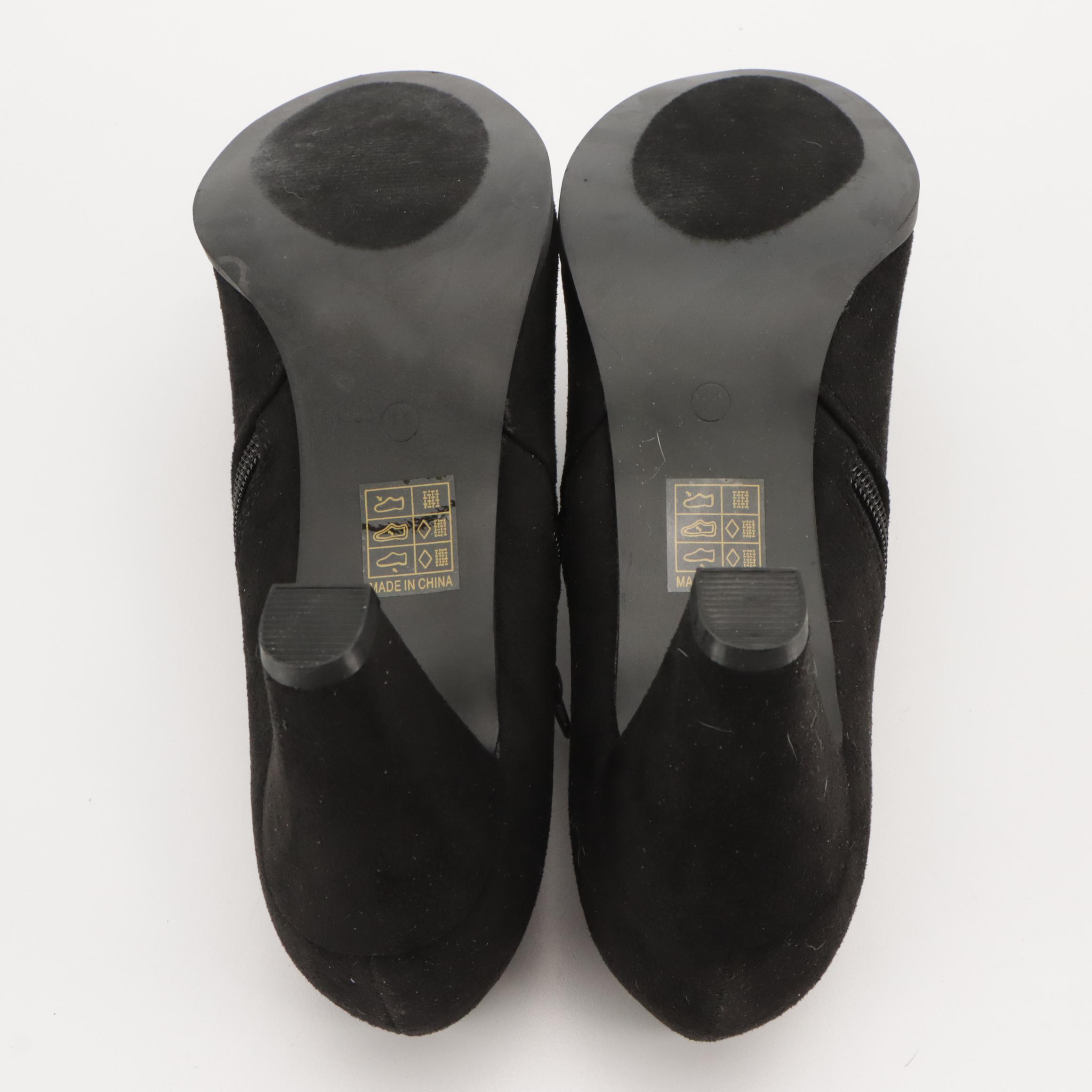 Black Faux Suede Sanzi Ankle Boots from Journee Collection Footwear