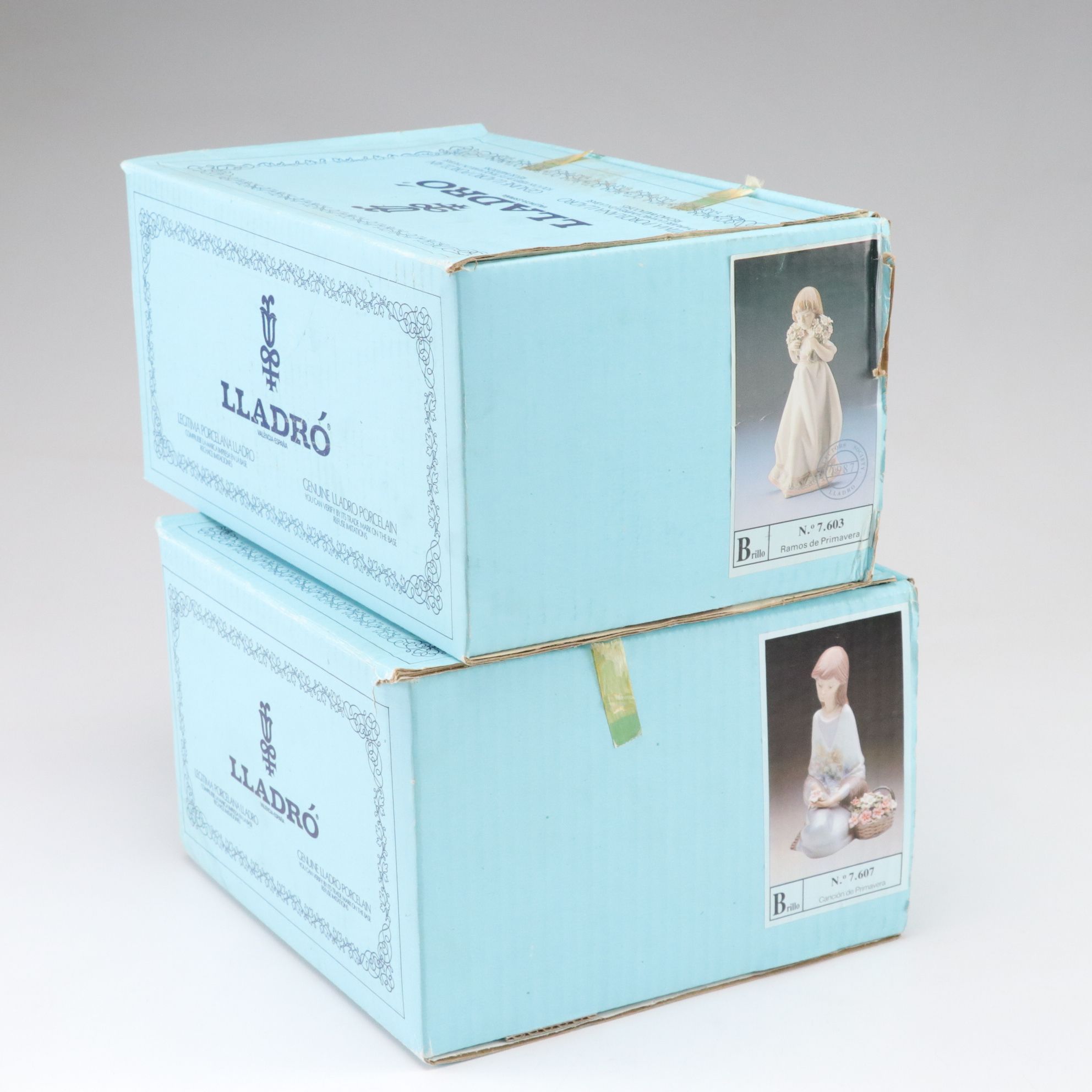 Lladró "Flower Song" and "Spring Bouquets" Porcelain Figurines, 1987-1988