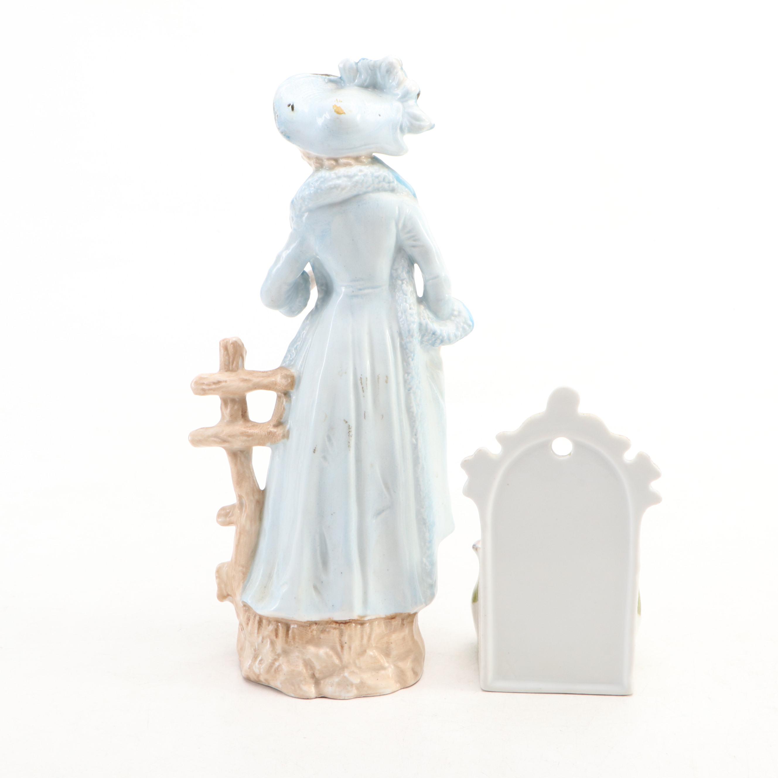 Victoria Porcelain Wall Pocket with Figural Wall Plaque and Other Décor