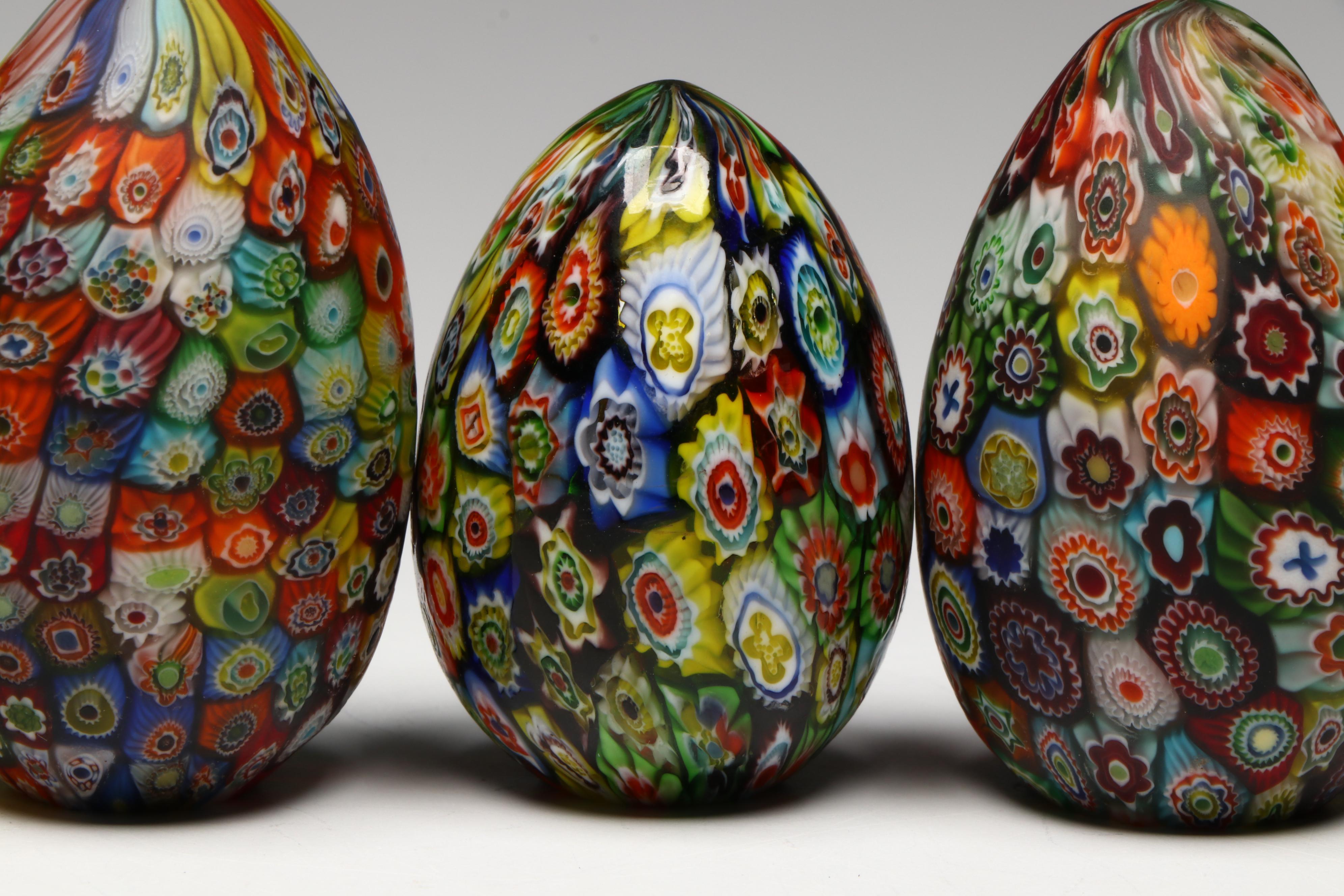 Murano Millefiori with Swedish and Other Art Glass Eggs