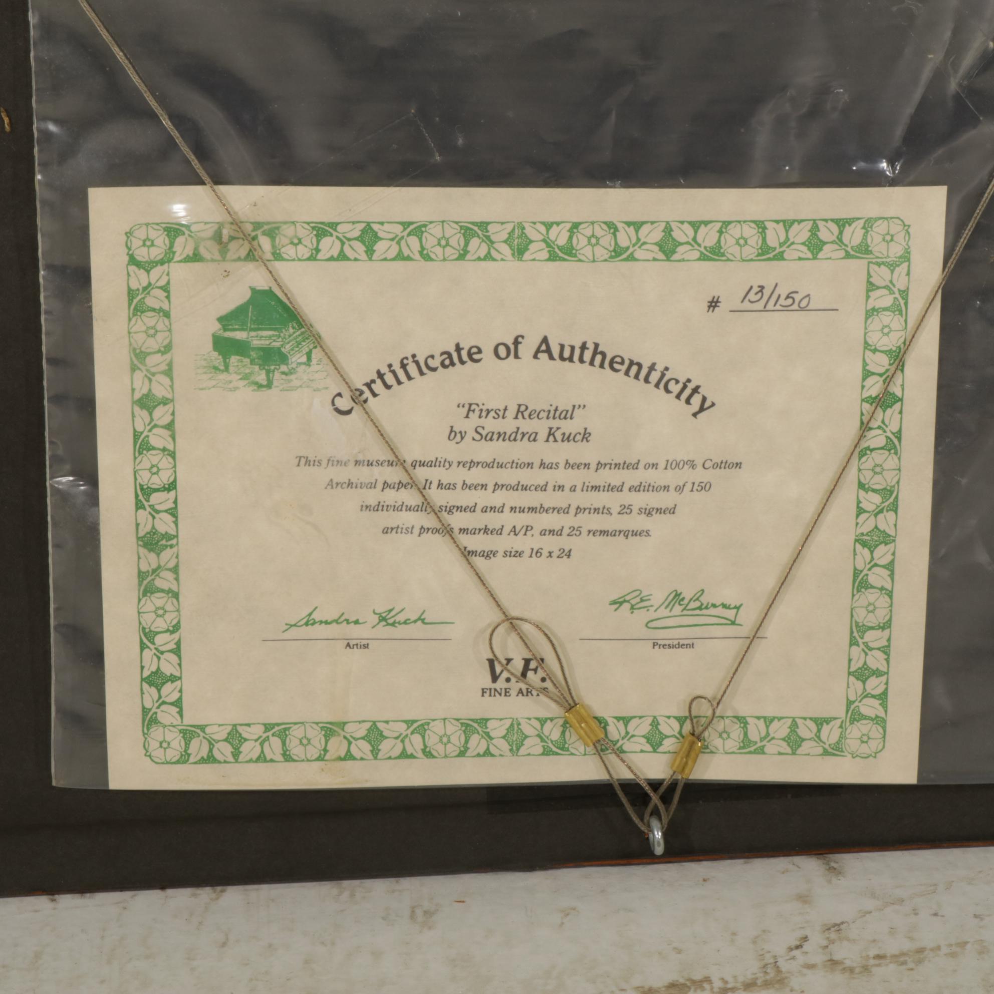 Sandra Kuck "First Recital" Offset Lithograph, 1988