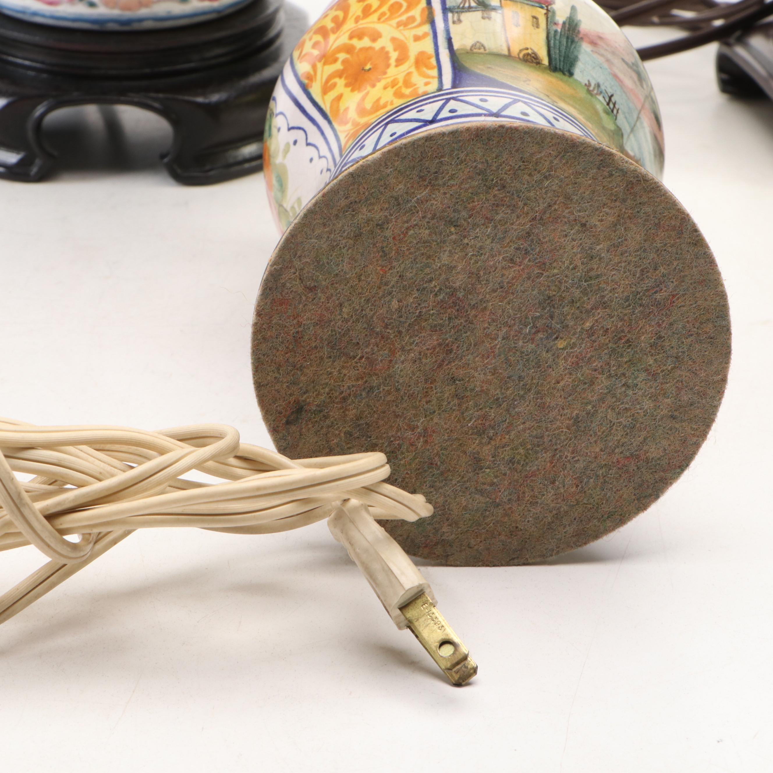 Bradburn Gallery Chinese Urn, Blue & White Jar & Porcelain Ginger Jar Lamps