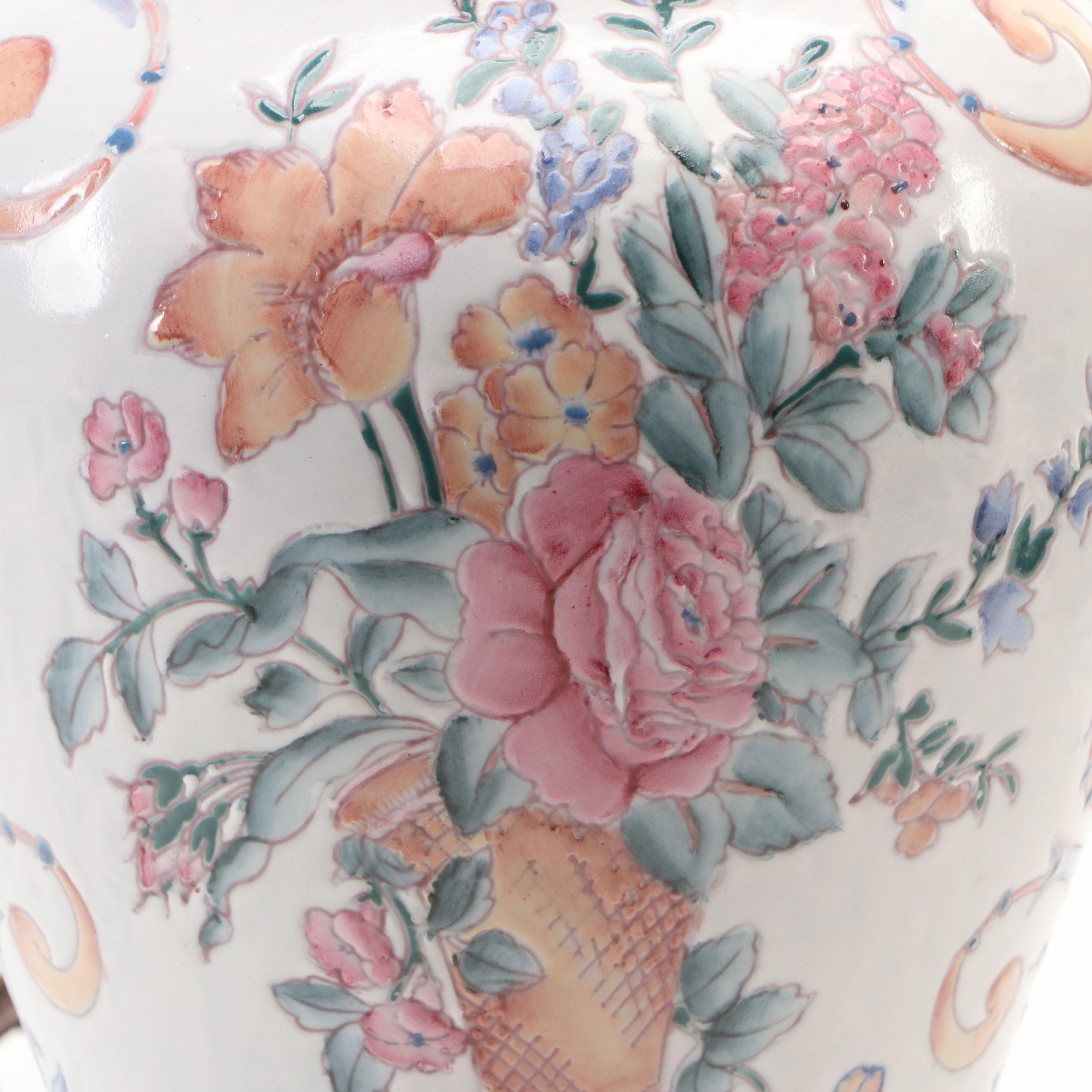 Bradburn Gallery Chinese Urn, Blue & White Jar & Porcelain Ginger Jar Lamps