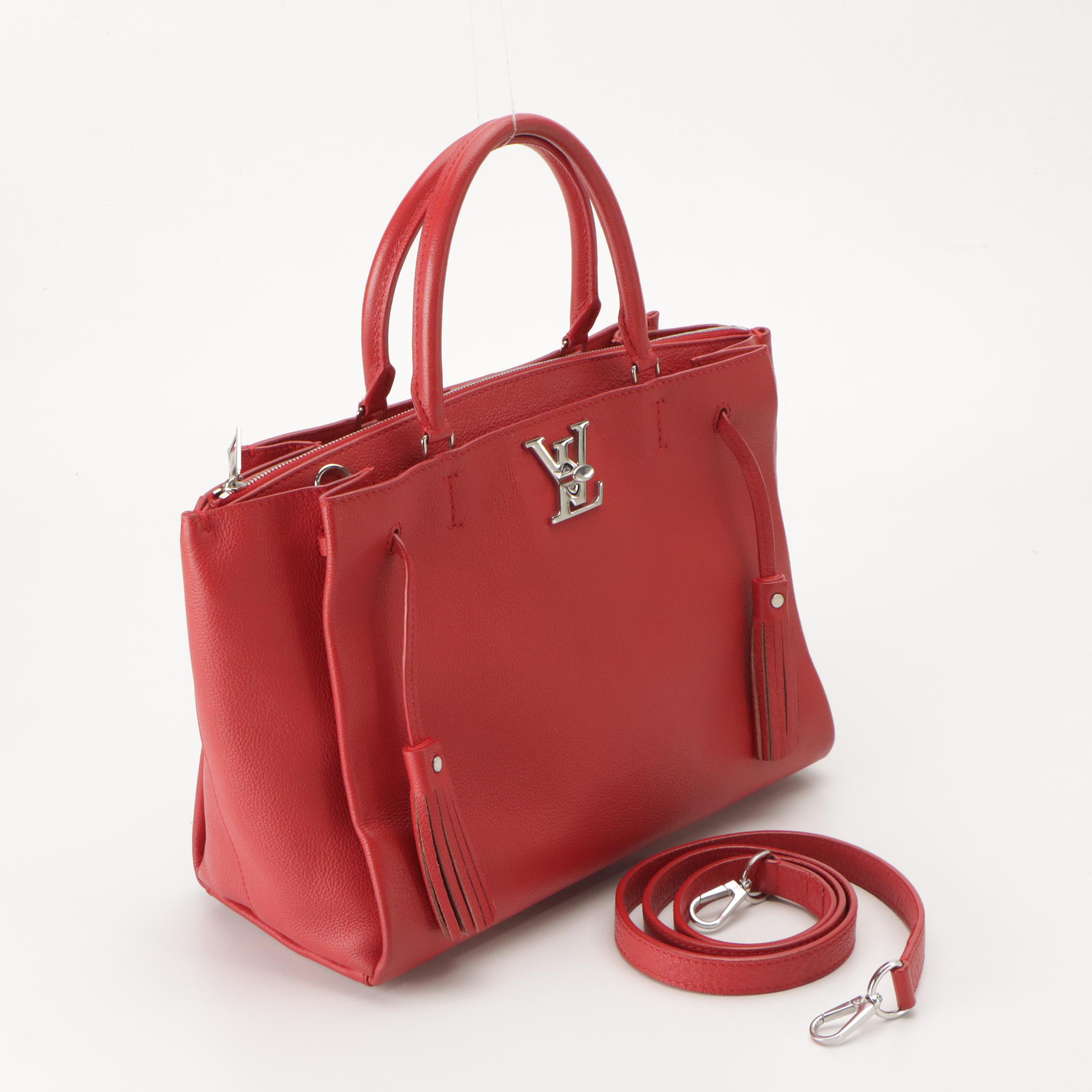 Louis Vuitton Lockmeto Two-Way Bag in Rubis Pebble Grained Leather