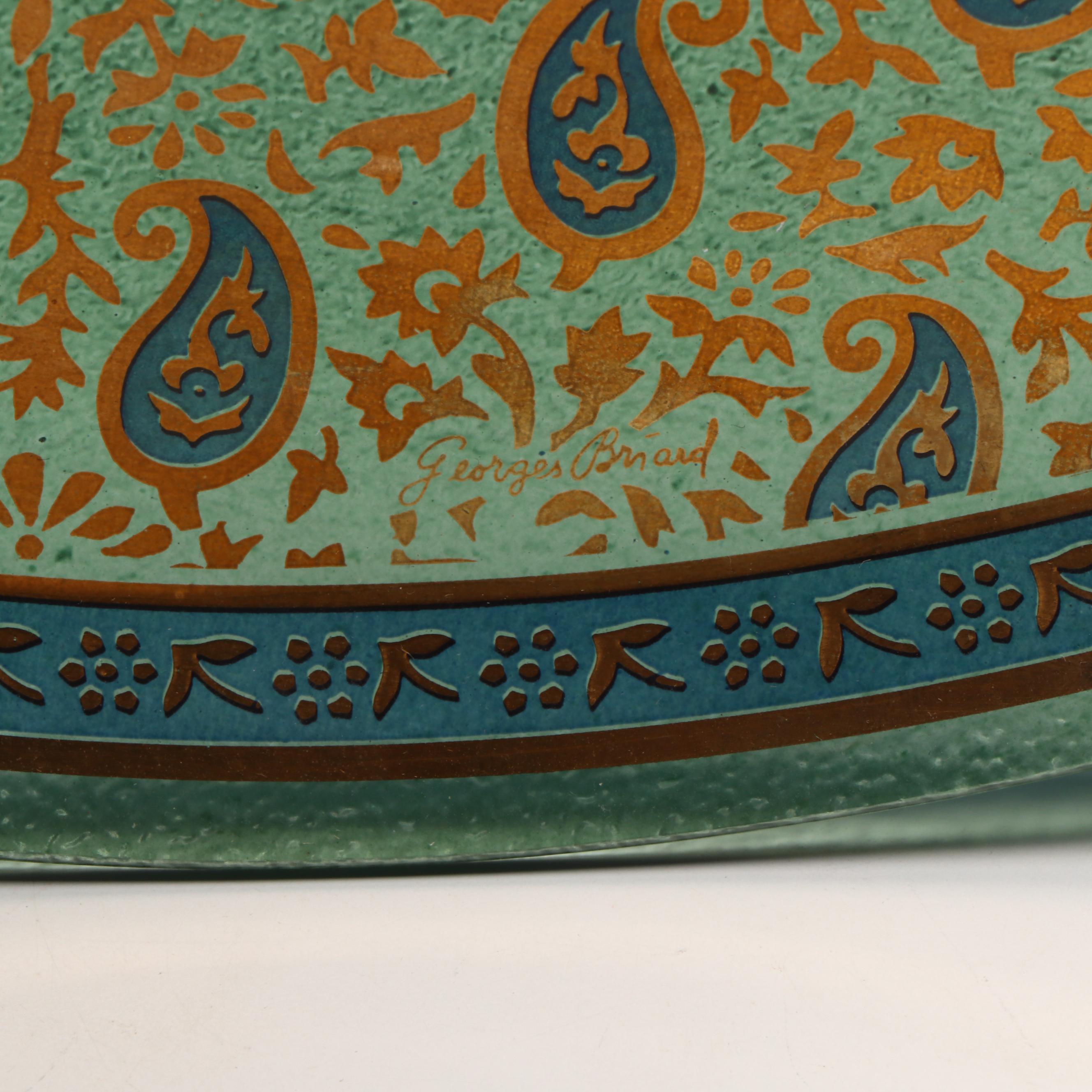 Georges Briard "Sari" Gilt Paisley Pressed Glass Tray