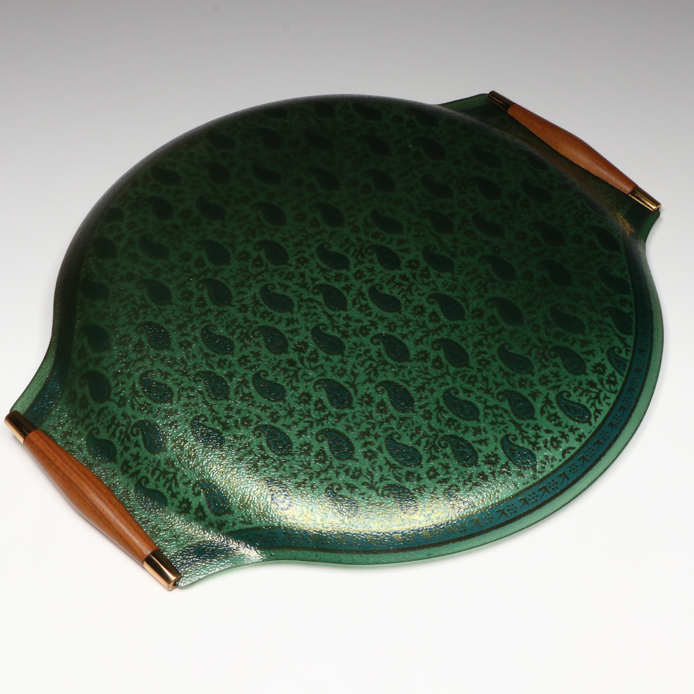 Georges Briard "Sari" Gilt Paisley Pressed Glass Tray