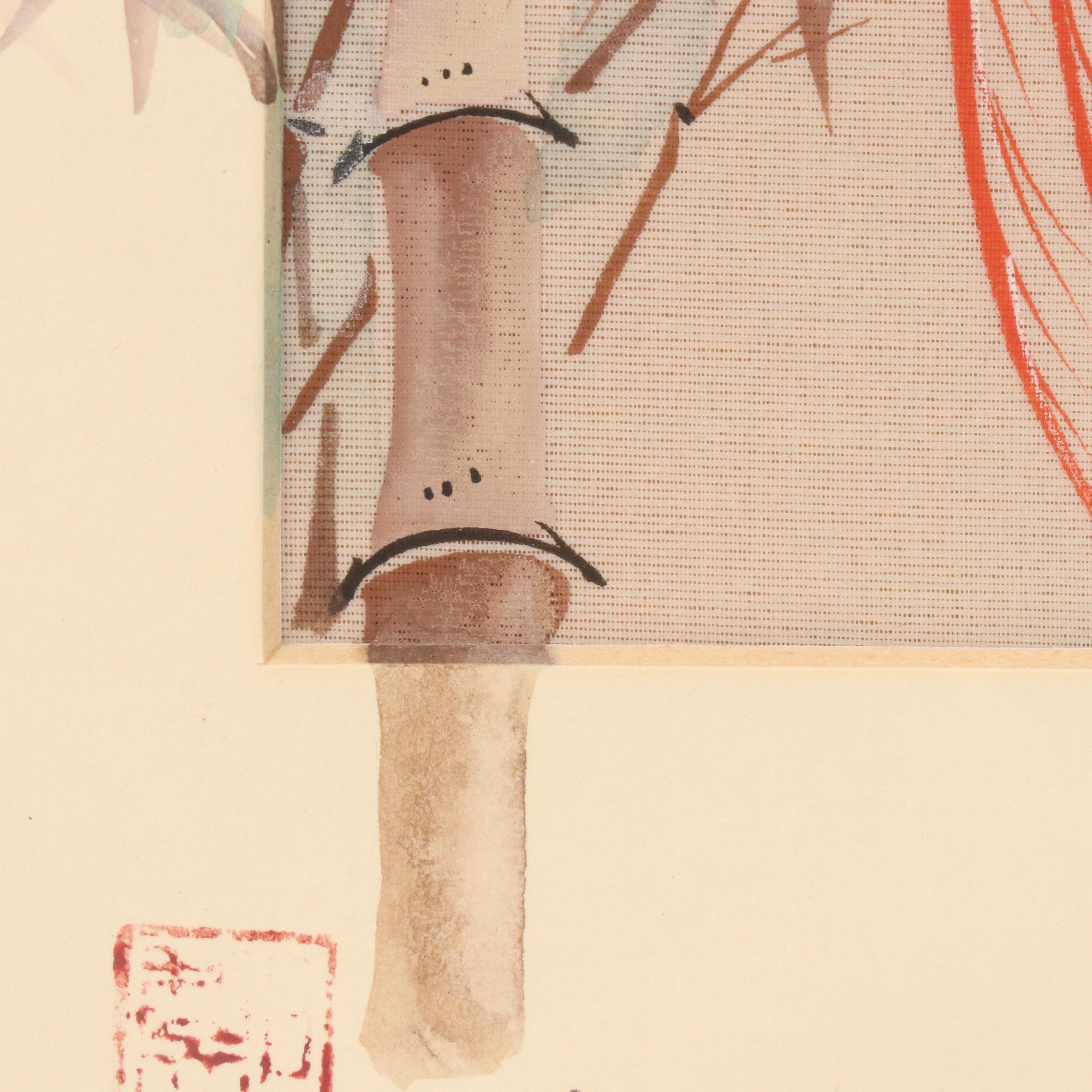 John Cheng Gouache Painting on Silk of Bird on Bamboo, Late 20th–Early 21st C.