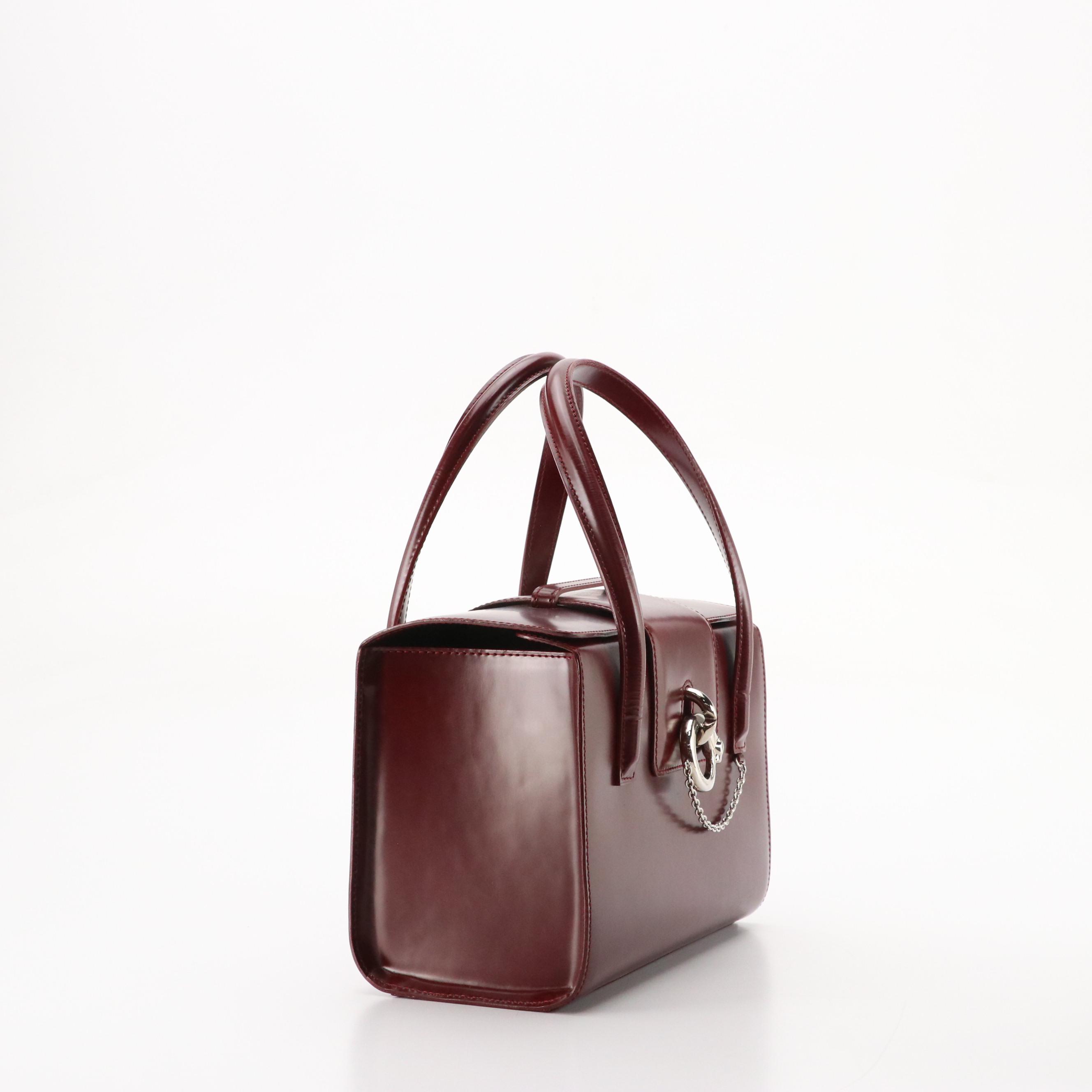 Cartier Panthère Cubic Handbag in Glazed Burgundy Leather