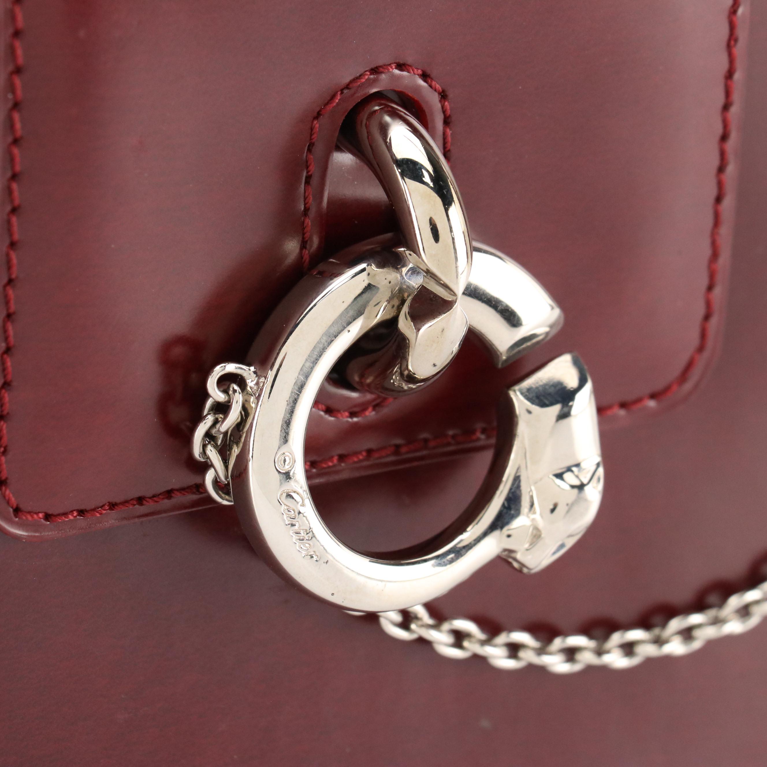 Cartier Panthère Cubic Handbag in Glazed Burgundy Leather