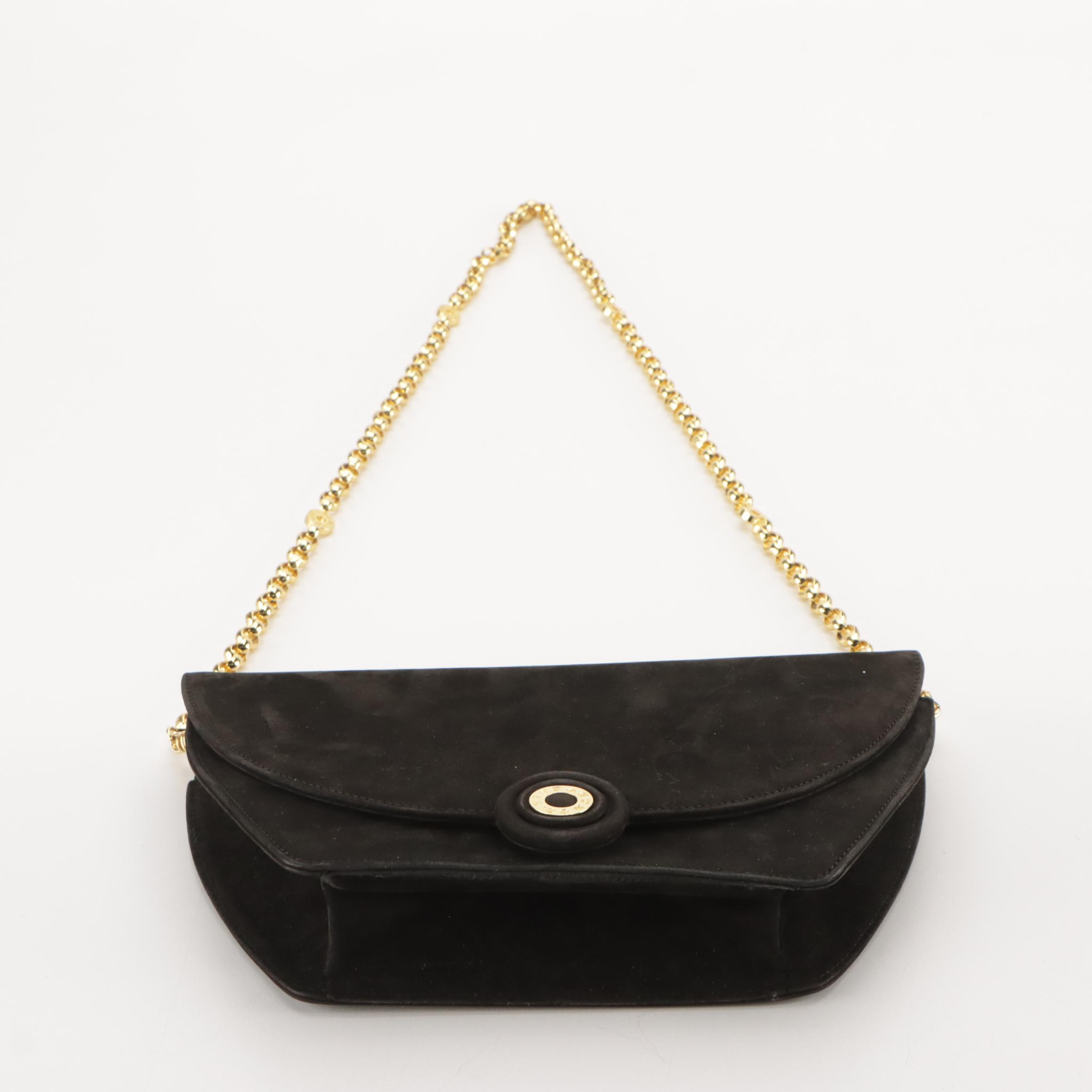 Tiffany & Co. Chain Shoulder Bag in Black Suede with Box