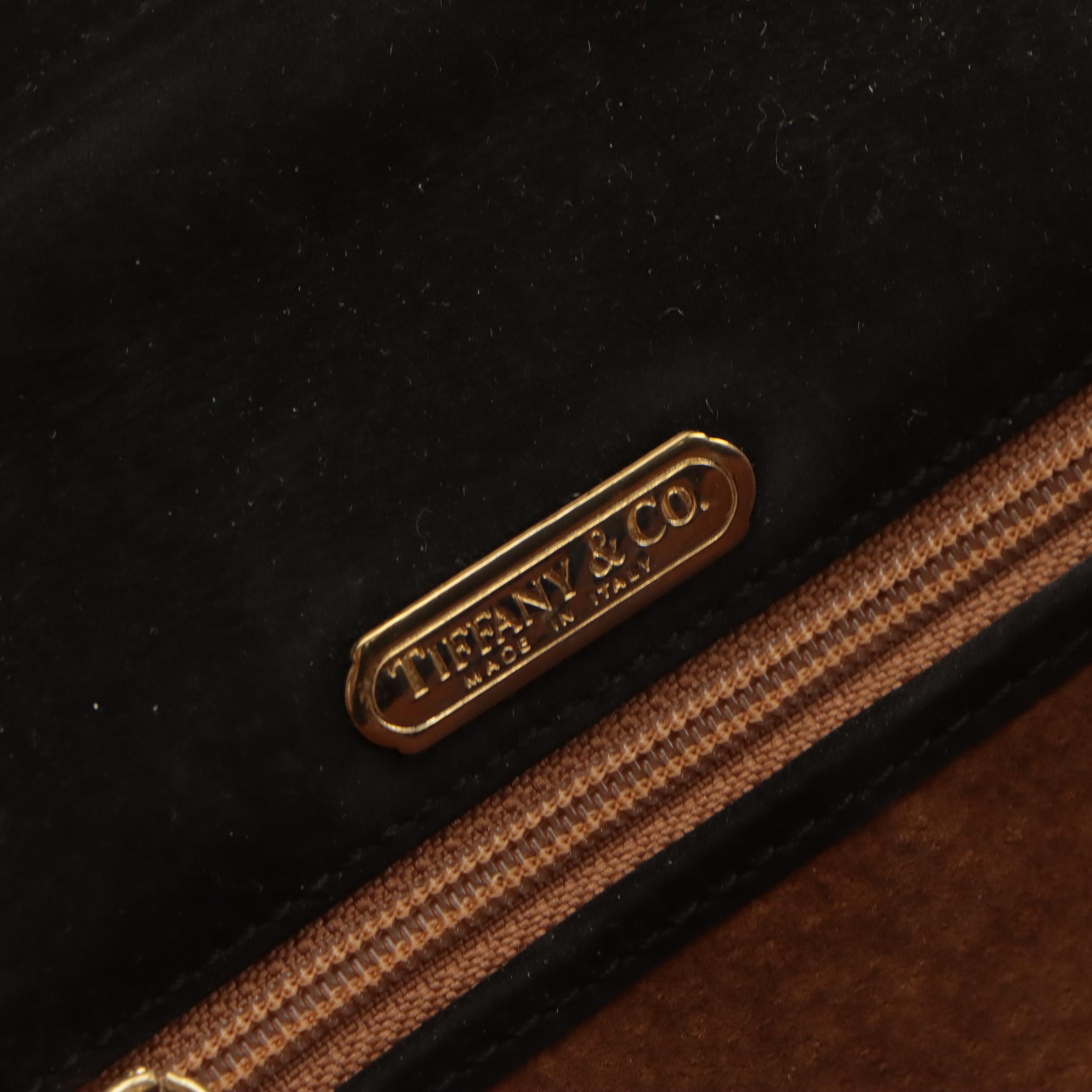 Tiffany & Co. Chain Shoulder Bag in Black Suede with Box