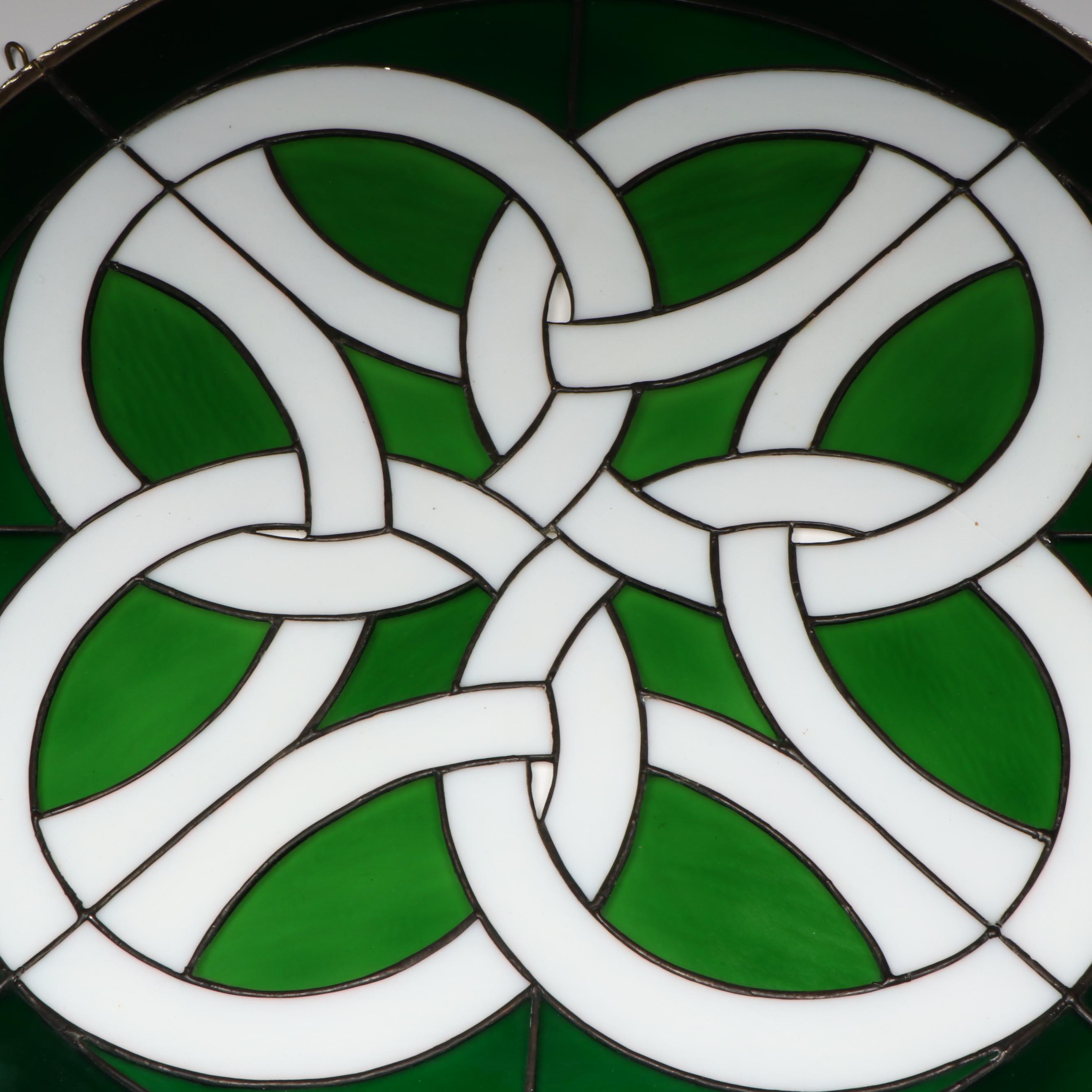 Celtic Knot Circular Stained Glass Window Panel