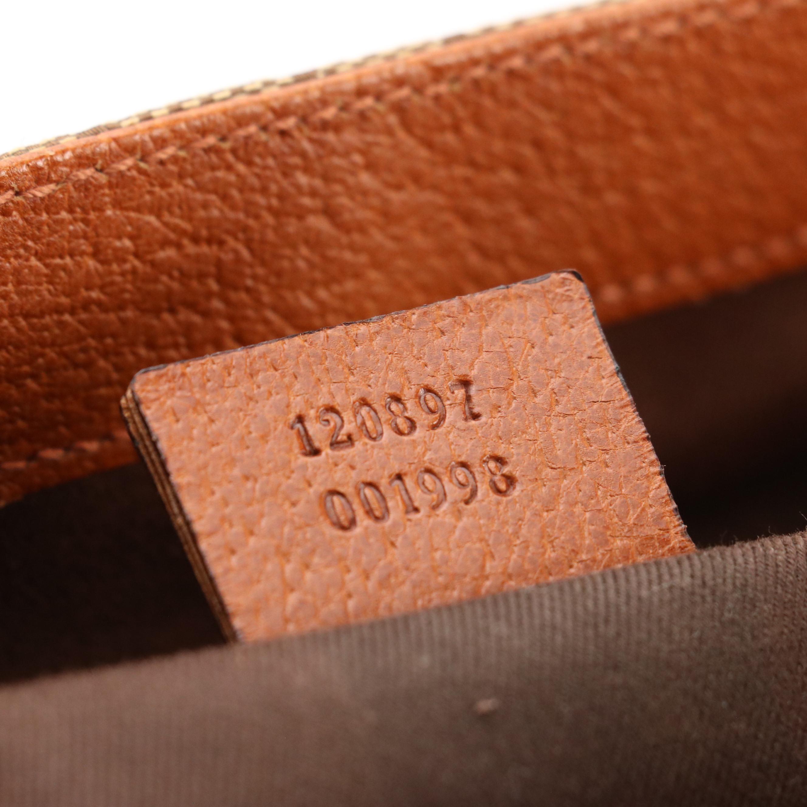 Gucci Nailhead Tote Bag in GG Canvas and Orange Tan Leather