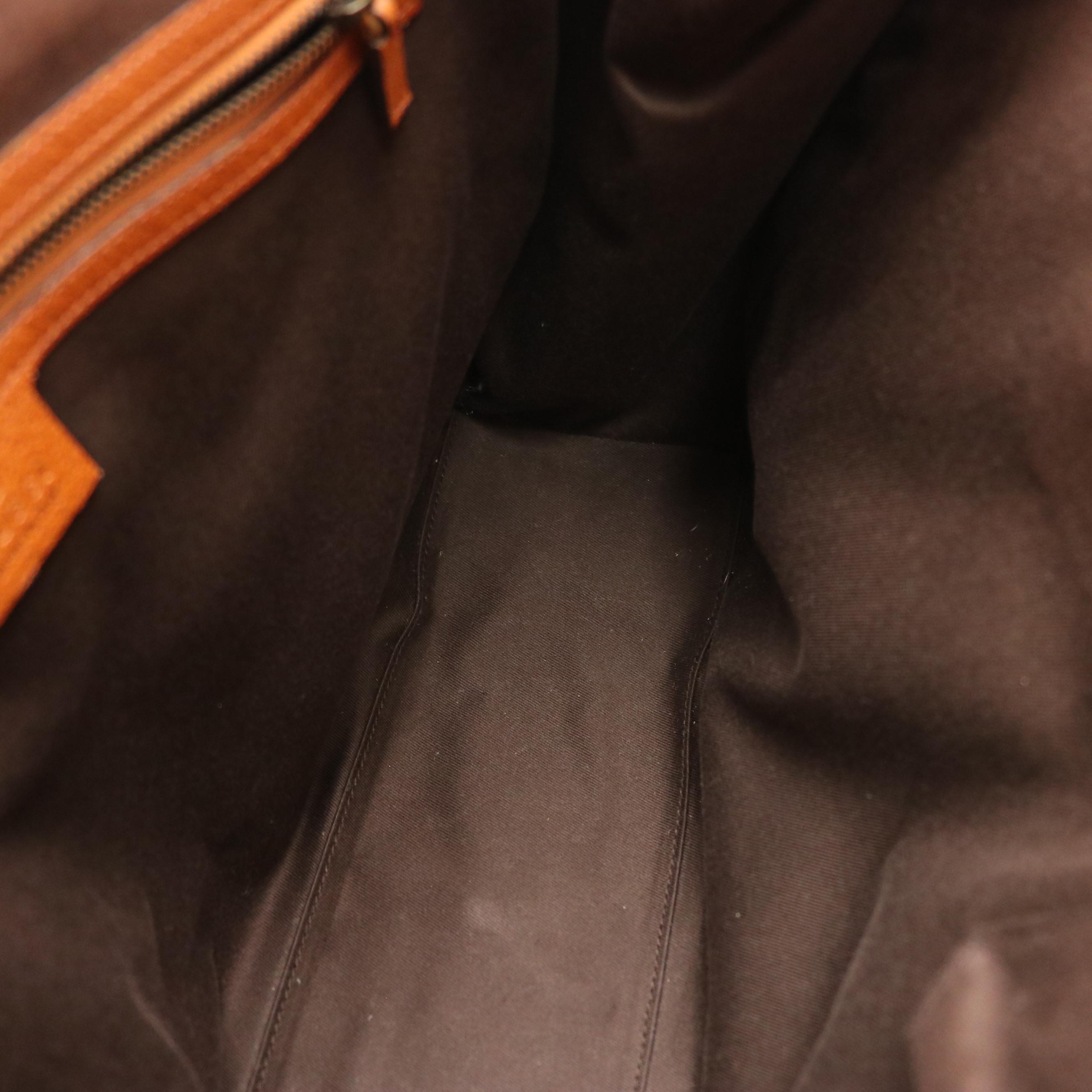 Gucci Nailhead Tote Bag in GG Canvas and Orange Tan Leather