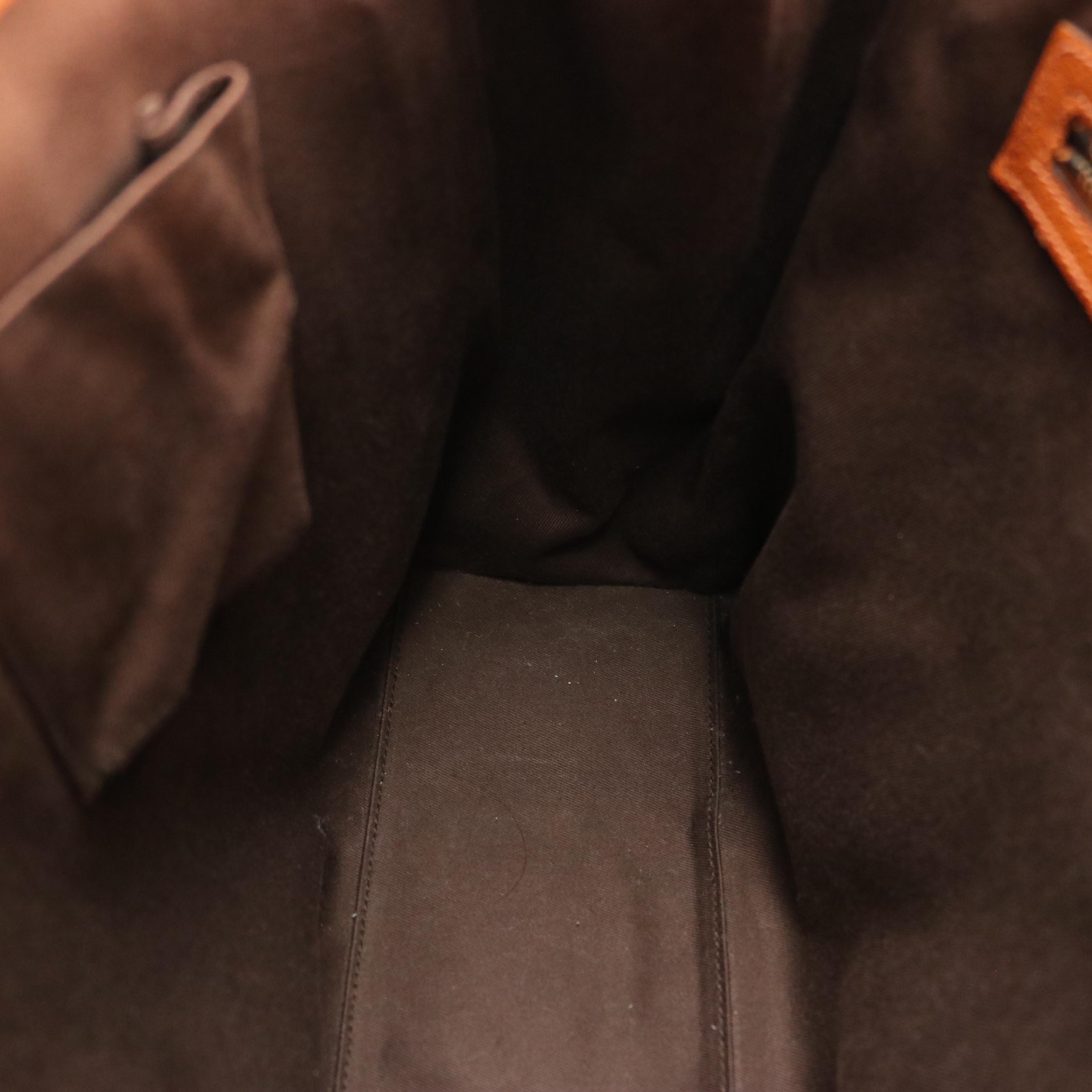 Gucci Nailhead Tote Bag in GG Canvas and Orange Tan Leather