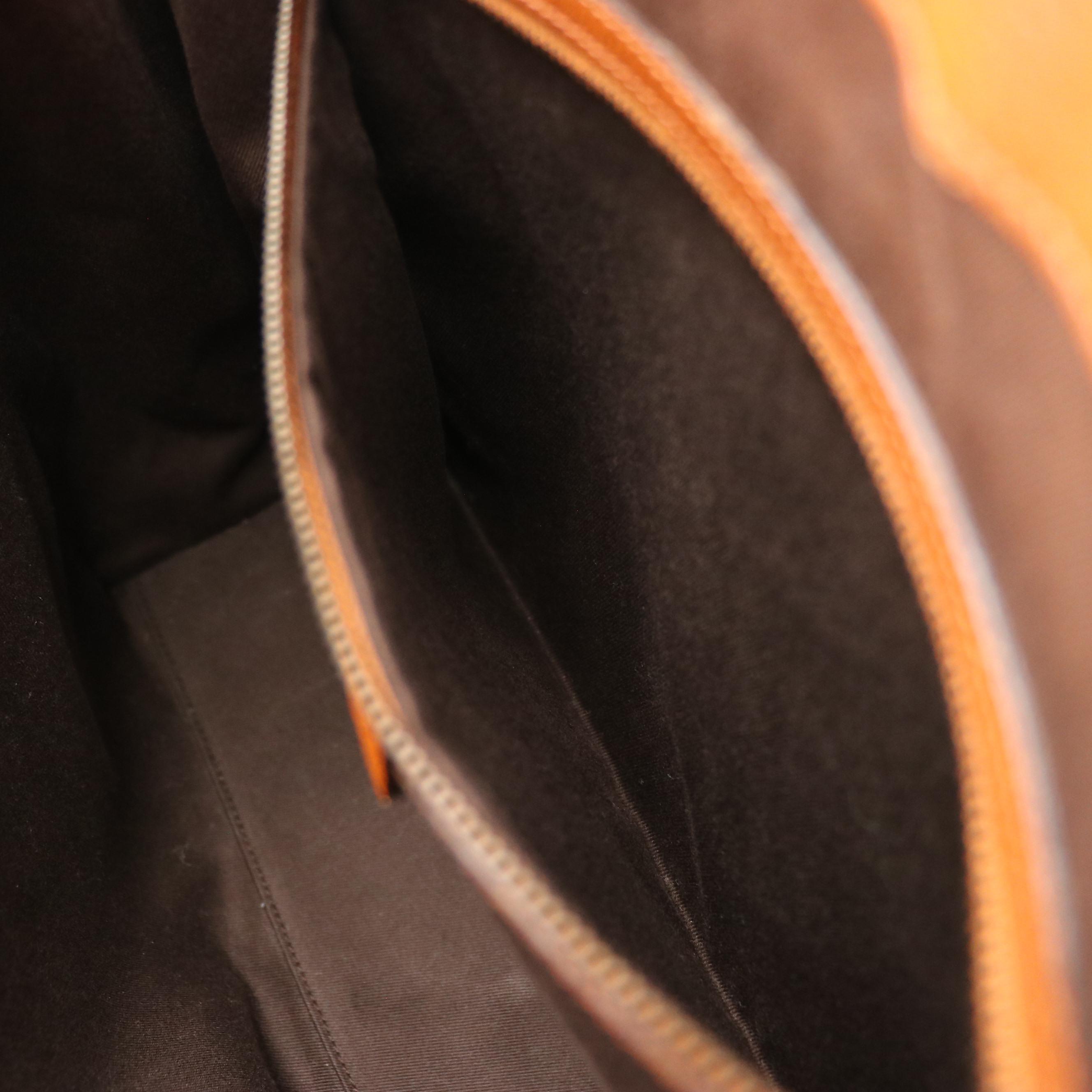 Gucci Nailhead Tote Bag in GG Canvas and Orange Tan Leather