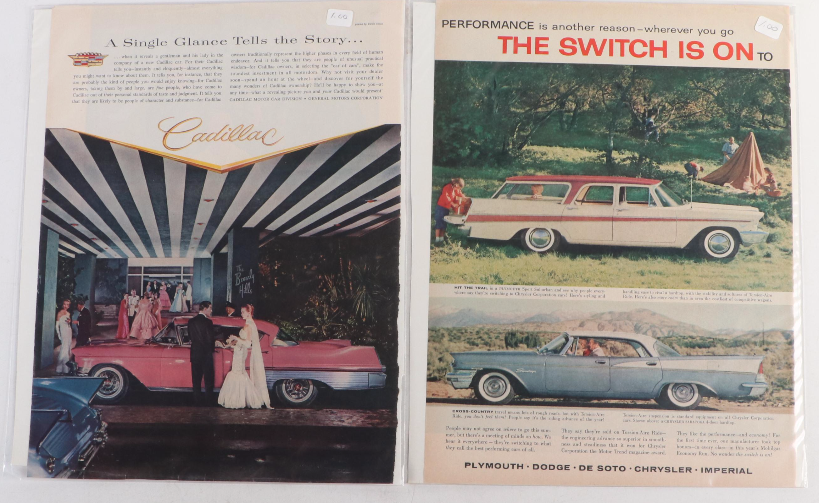 Cadillac, Betty Crocker, Kellogg's and Other Magazine Pages, Mid-20th Century