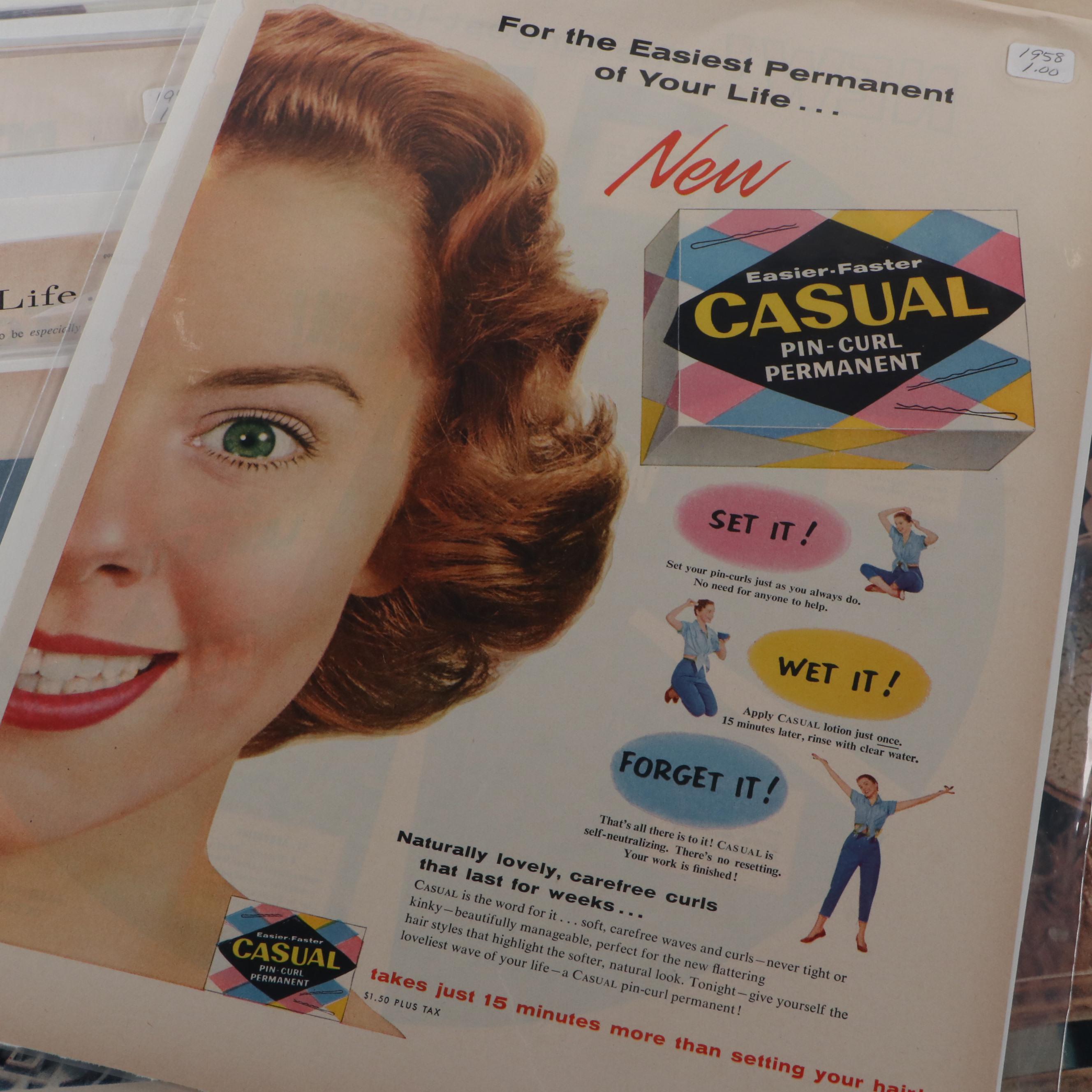 Cadillac, Betty Crocker, Kellogg's and Other Magazine Pages, Mid-20th Century