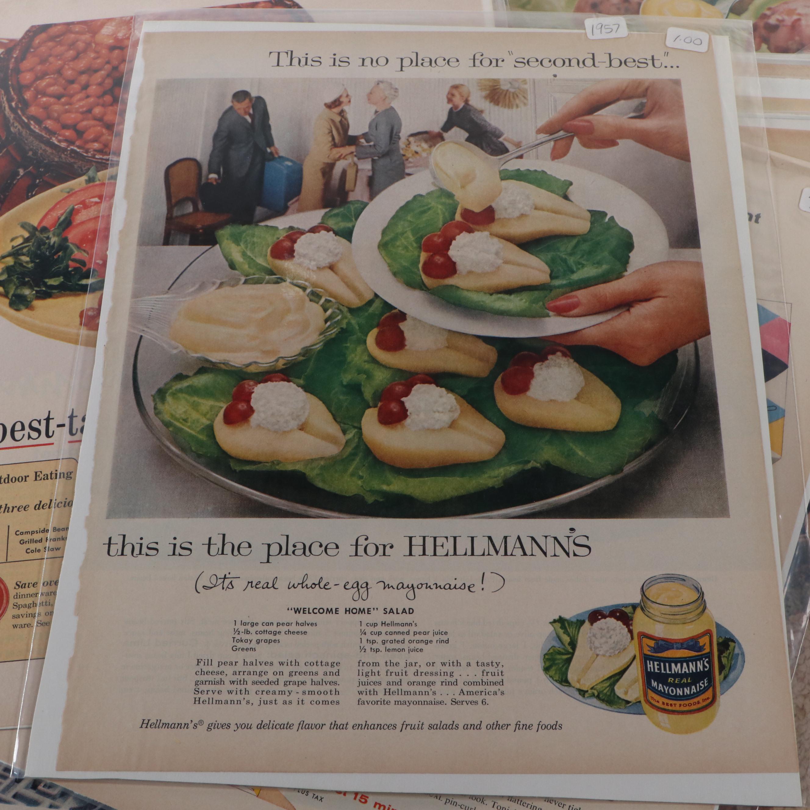 Cadillac, Betty Crocker, Kellogg's and Other Magazine Pages, Mid-20th Century