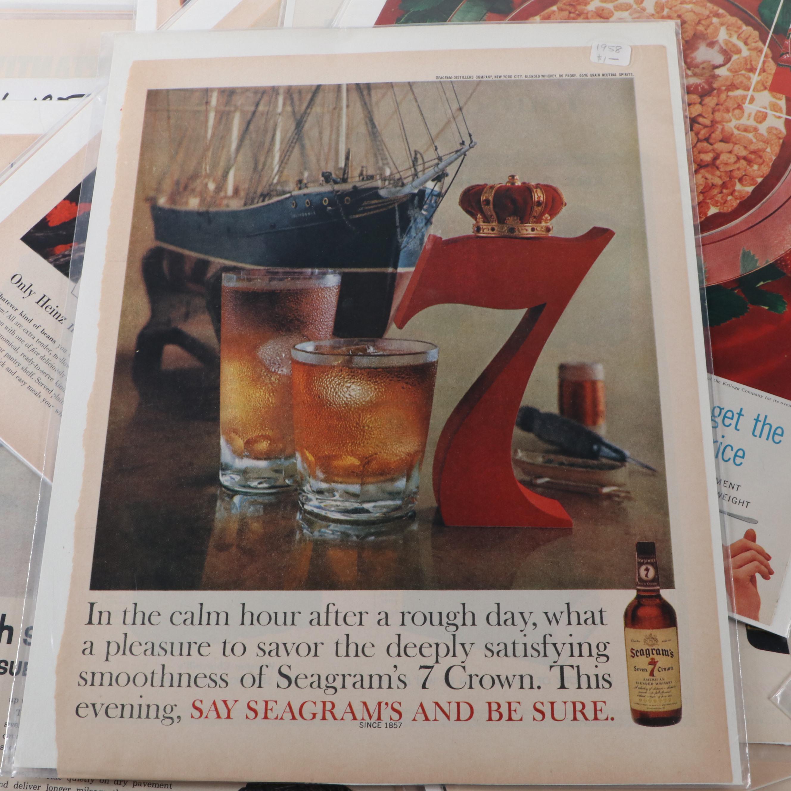 Cadillac, Betty Crocker, Kellogg's and Other Magazine Pages, Mid-20th Century