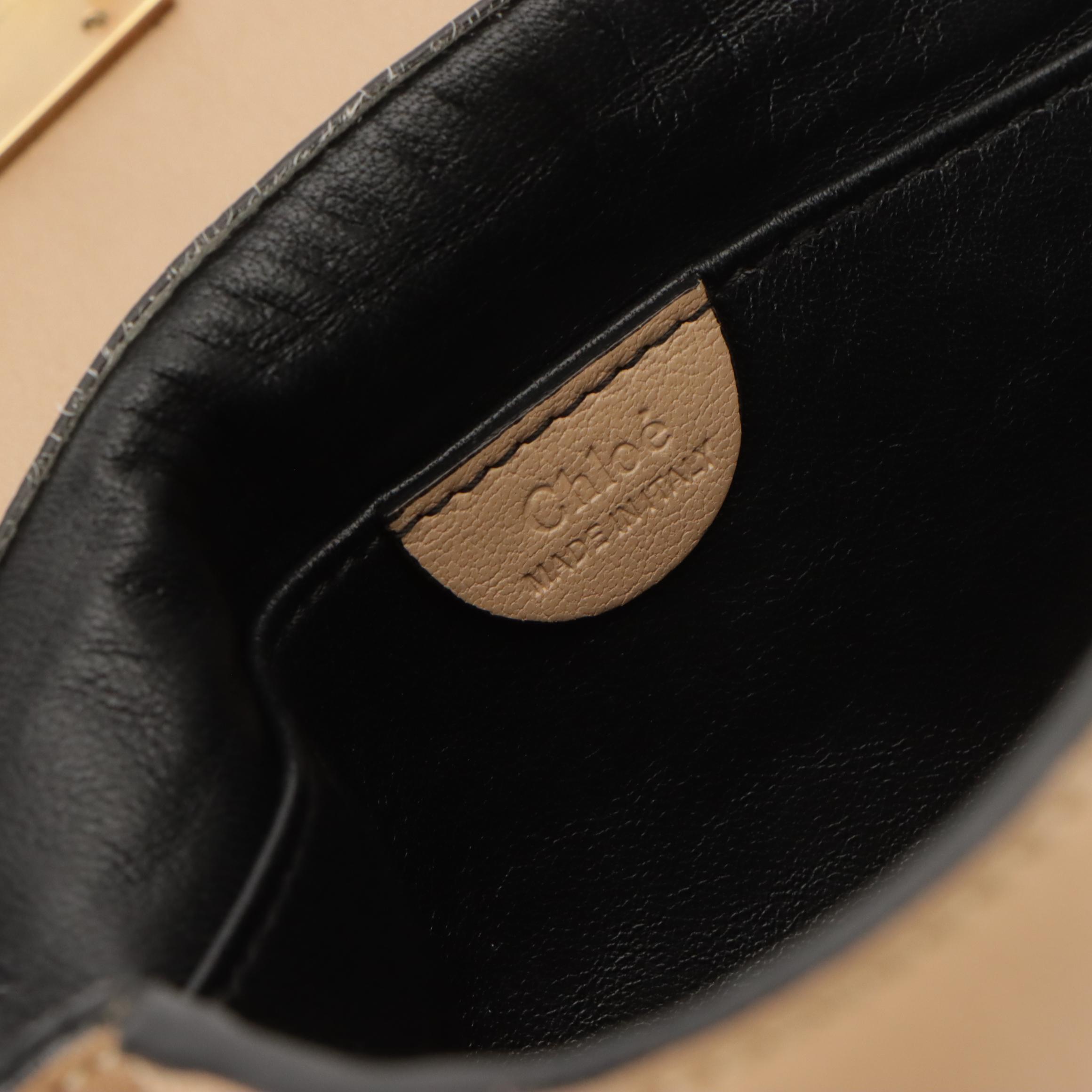 Chloé Elsie Turnlock Chain Shoulder Bag in Neutral Calfskin Leather