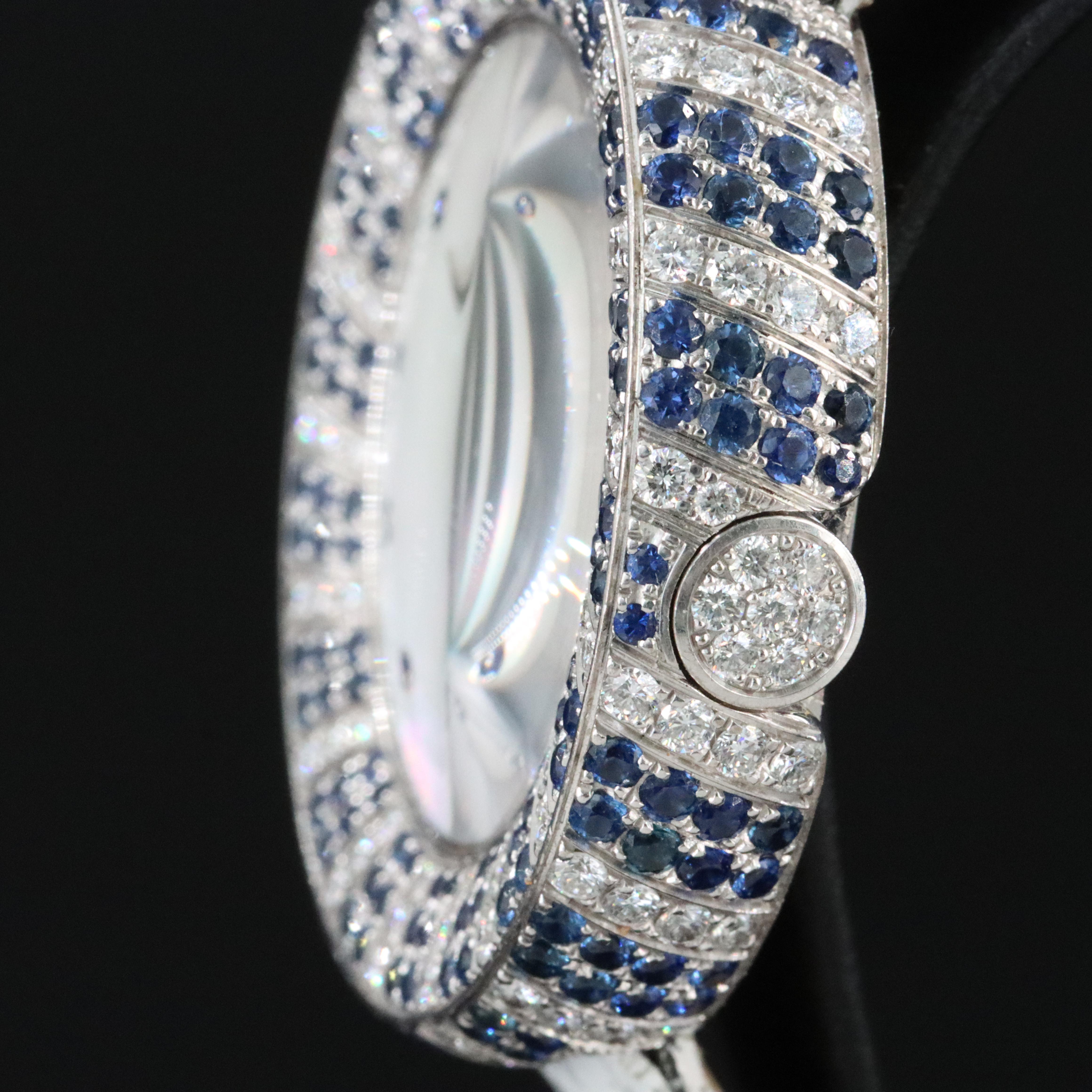 18K Corum Mother-of-Pearl Factory 2.50 CTW Diamond and Sapphire Dial Watch