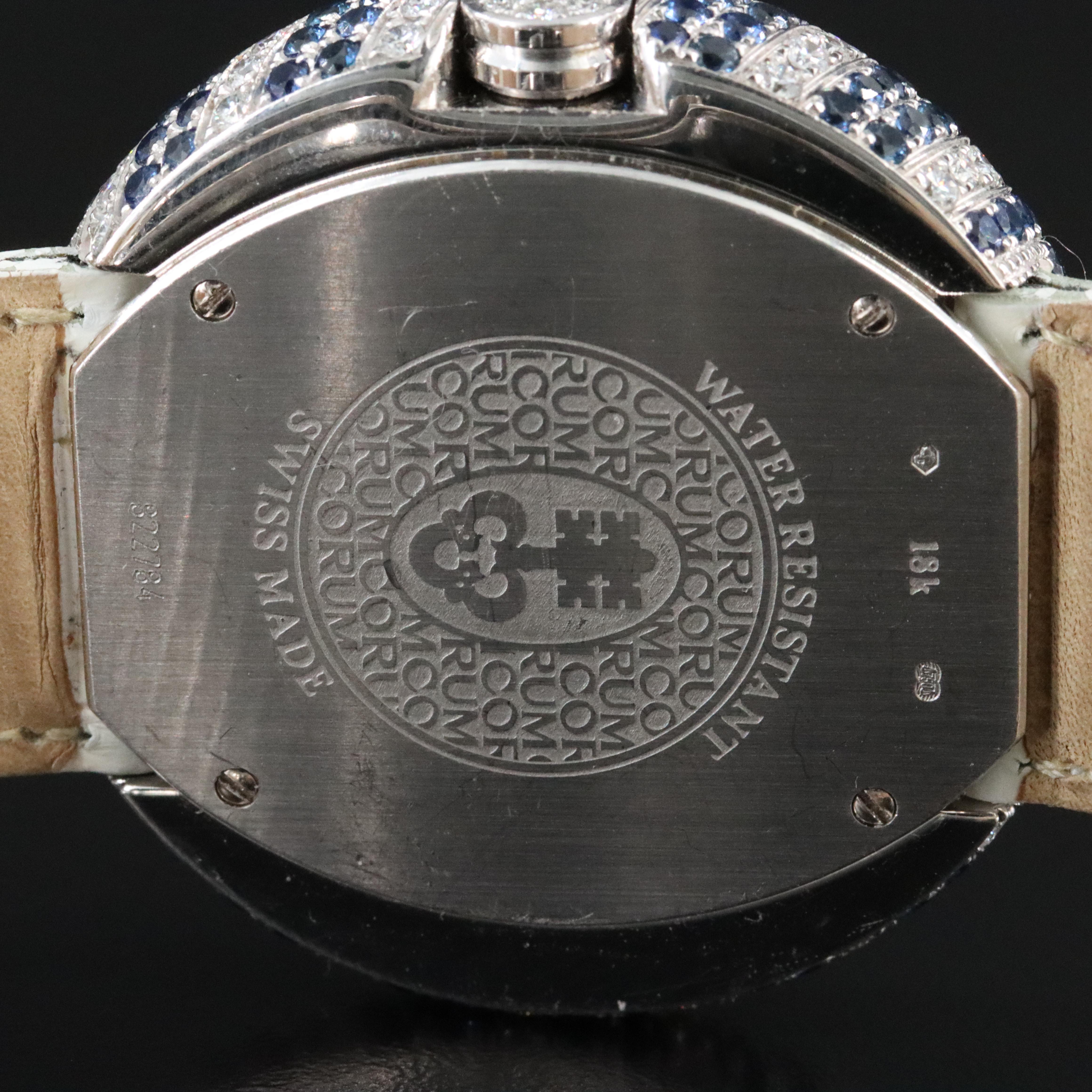 18K Corum Mother-of-Pearl Factory 2.50 CTW Diamond and Sapphire Dial Watch