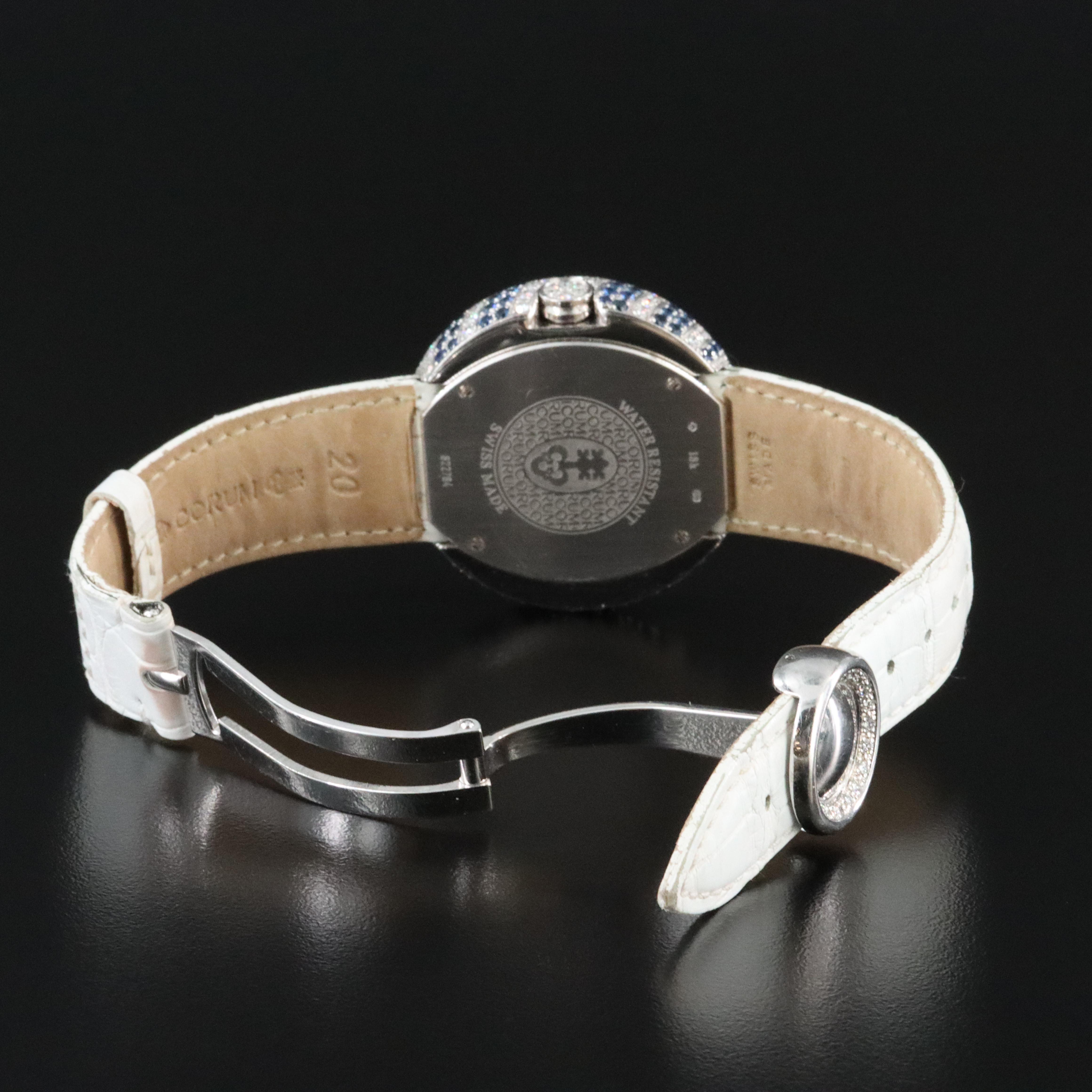 18K Corum Mother-of-Pearl Factory 2.50 CTW Diamond and Sapphire Dial Watch