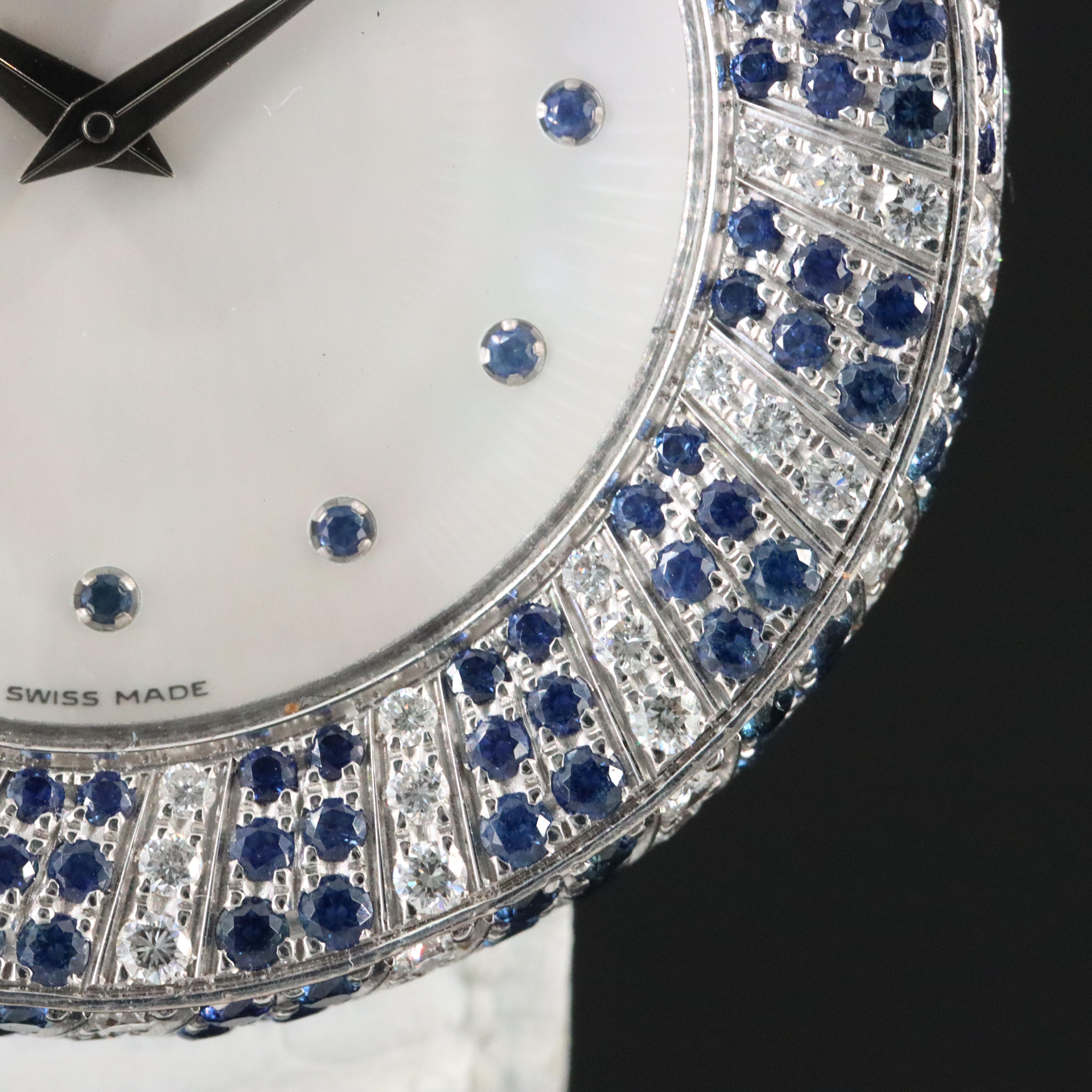 18K Corum Mother-of-Pearl Factory 2.50 CTW Diamond and Sapphire Dial Watch