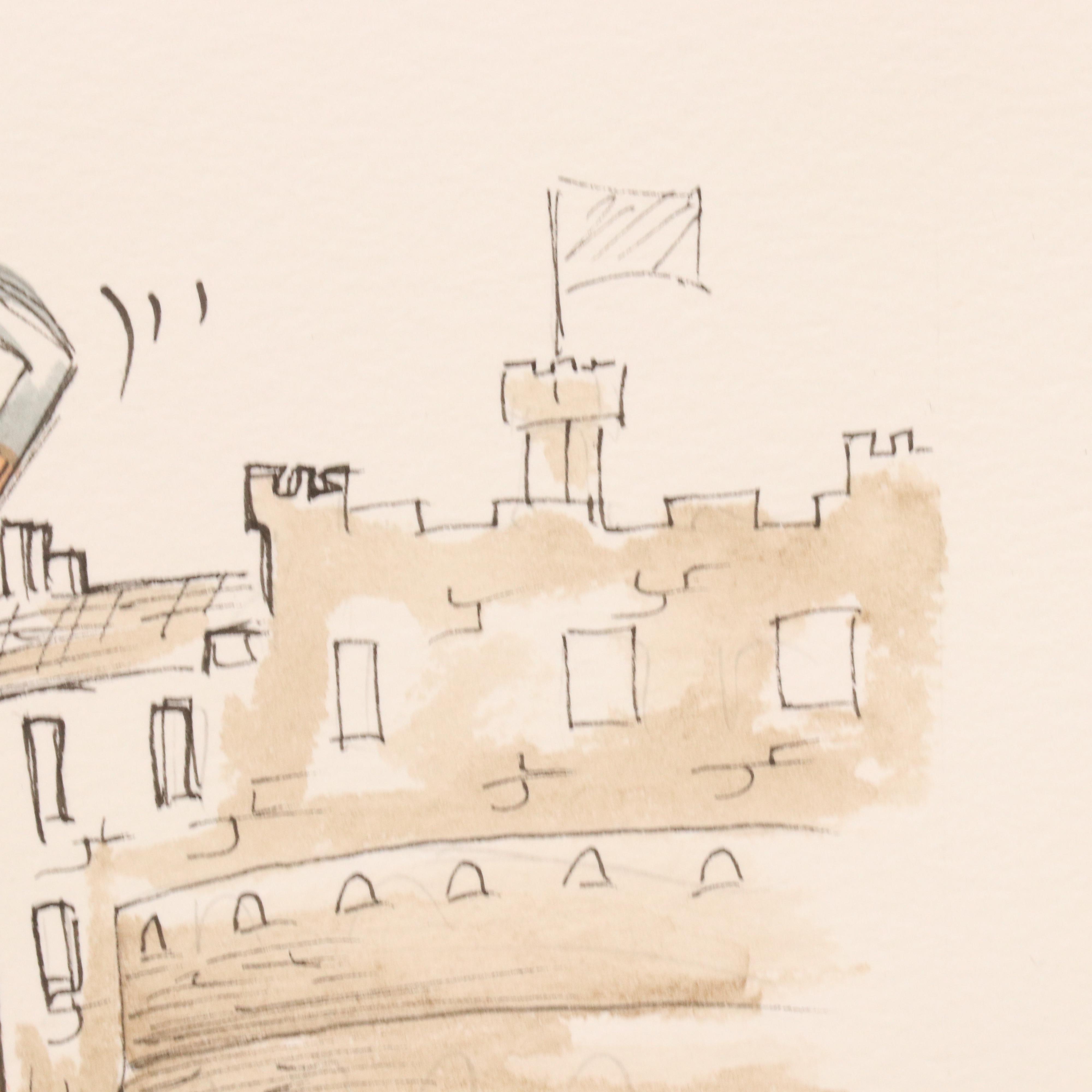 Mixed Media Illustration "The Scottish Piper," 21st Century