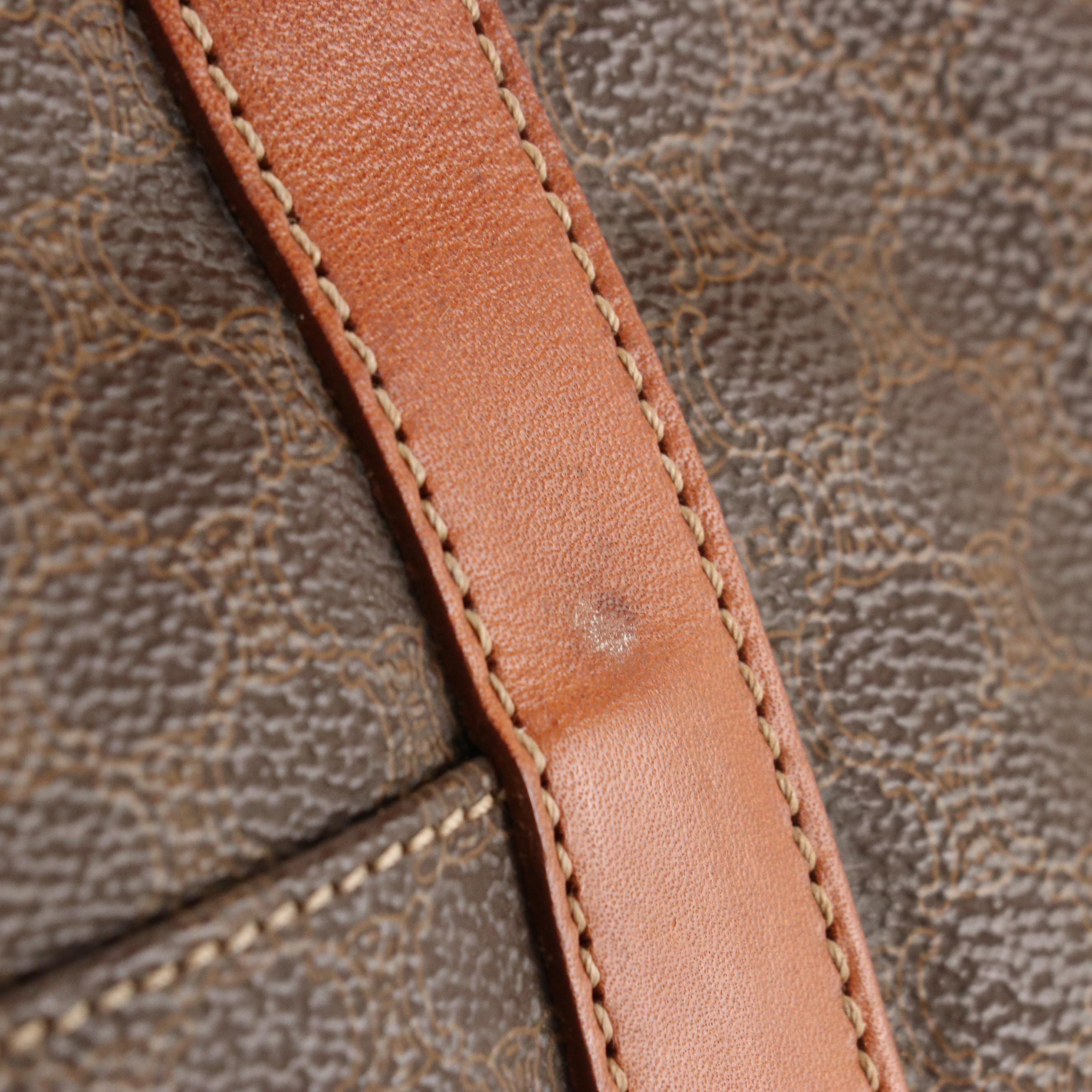 Celine Travel Duffle Bag in Brown Macadam Canvas and Leather Trim