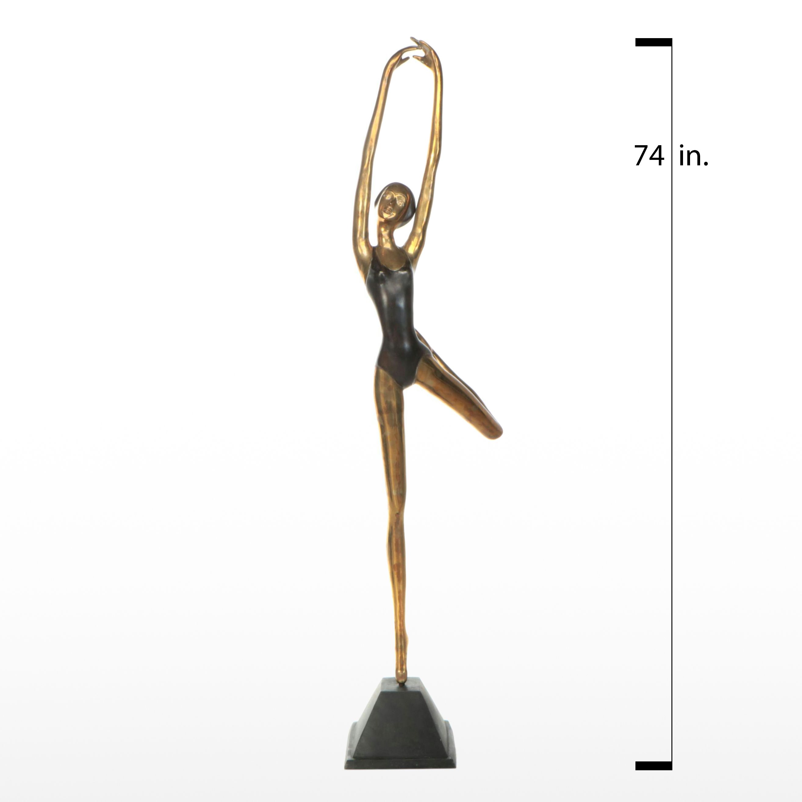 Lifesize Art Deco Style Brass Ballet Dancer Sculpture
