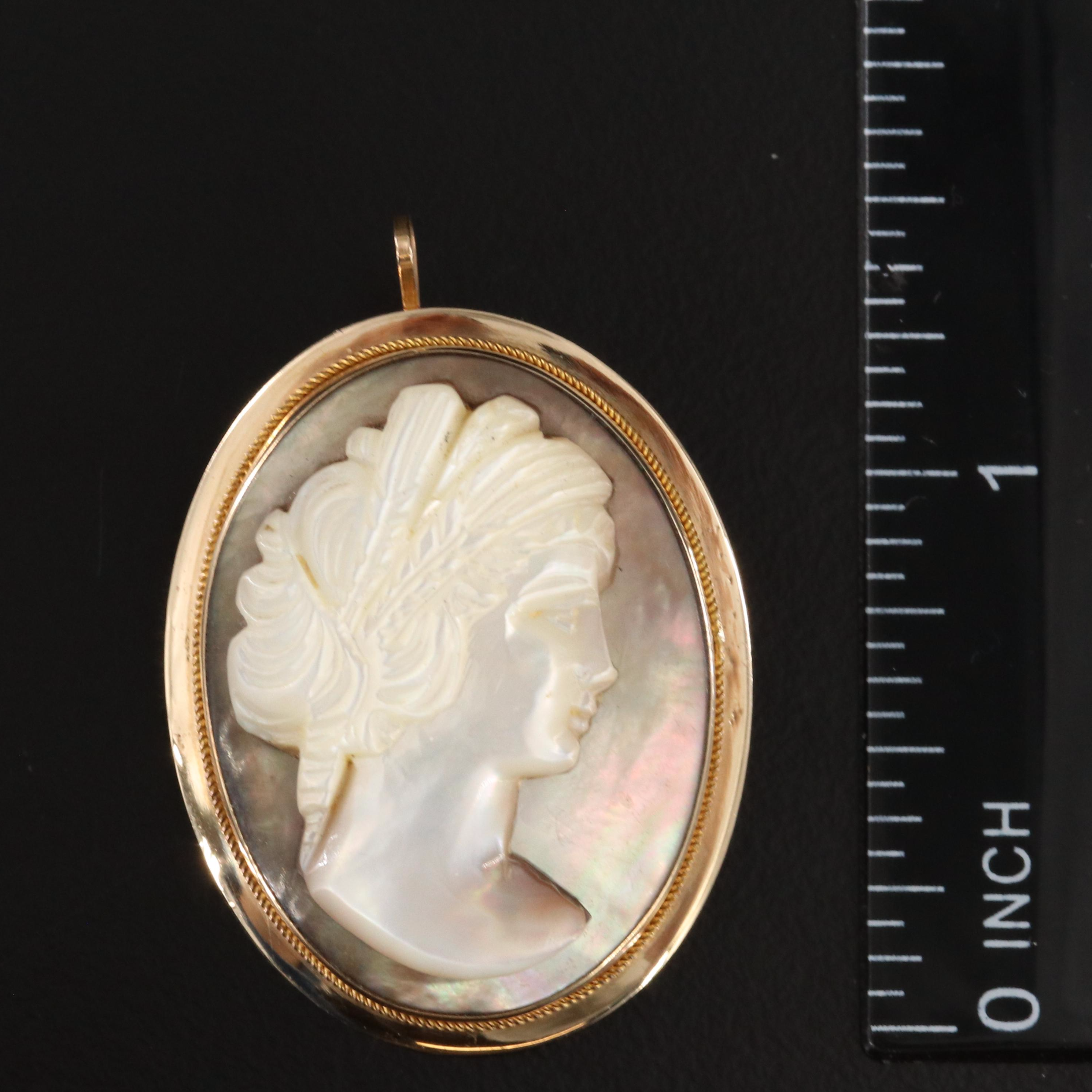 Vintage Mother-of-Pearl Cameo Converter Brooch
