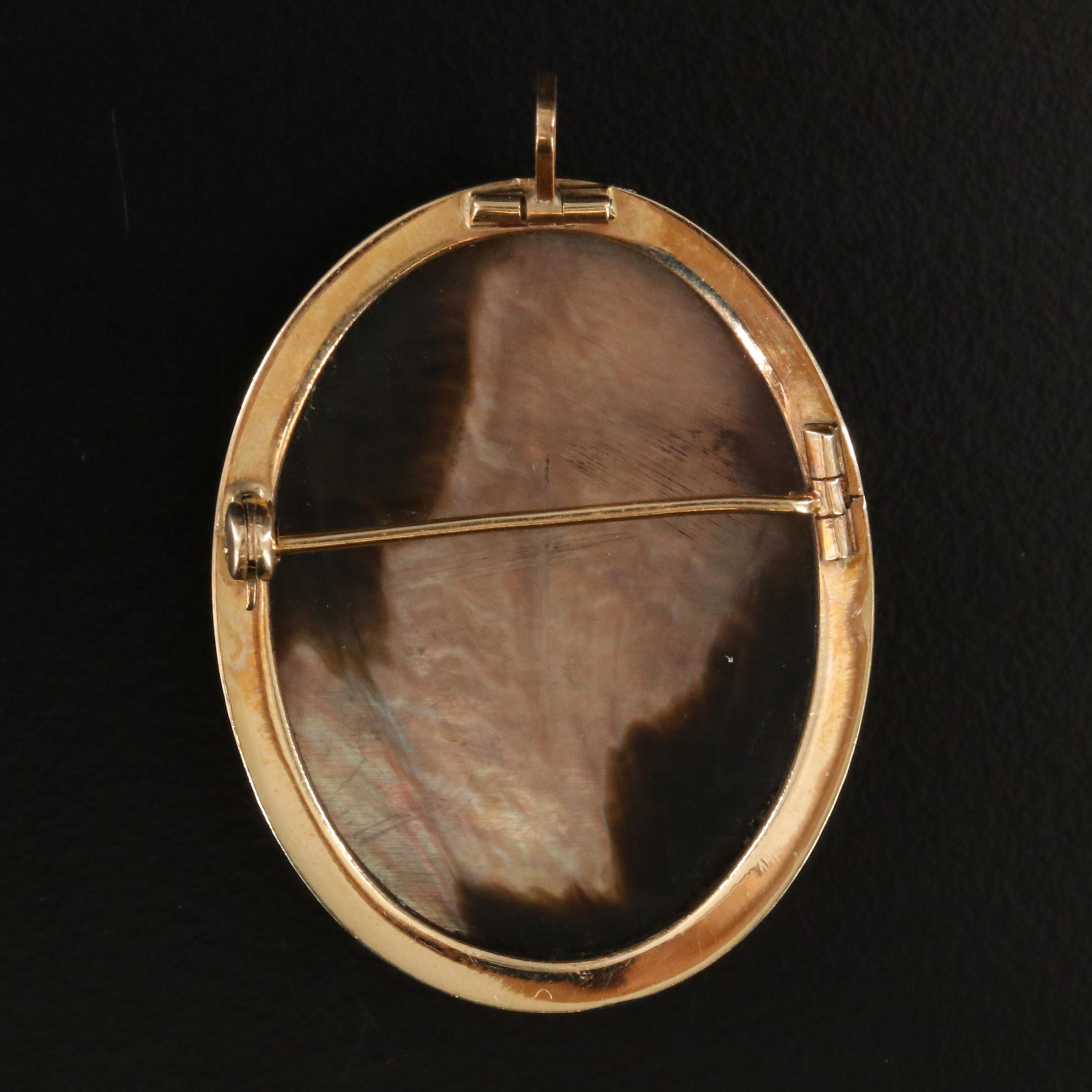 Vintage Mother-of-Pearl Cameo Converter Brooch