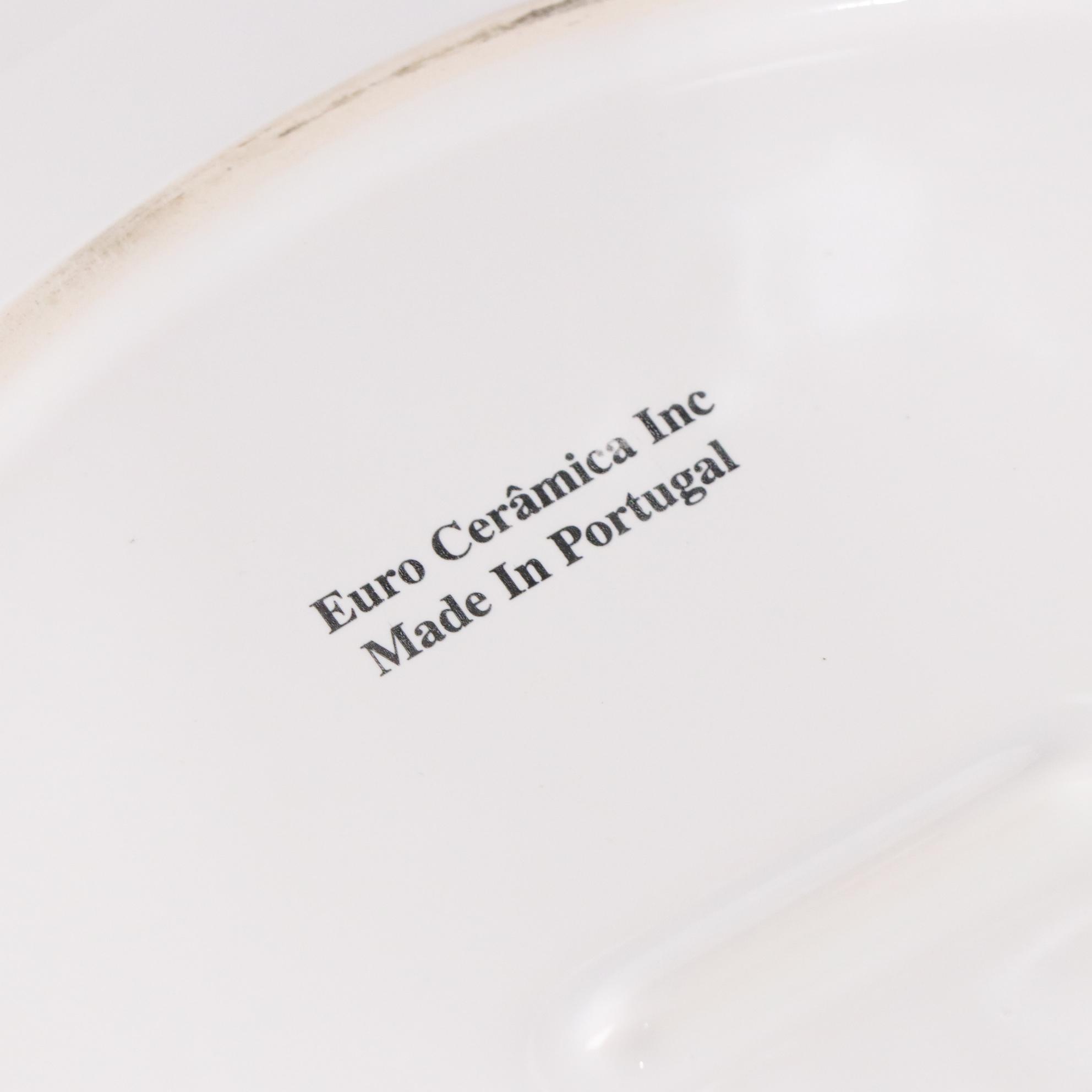 Euro Ceramica Tureen and Underplate with Aluminum Chip and Dip and Glass Platter