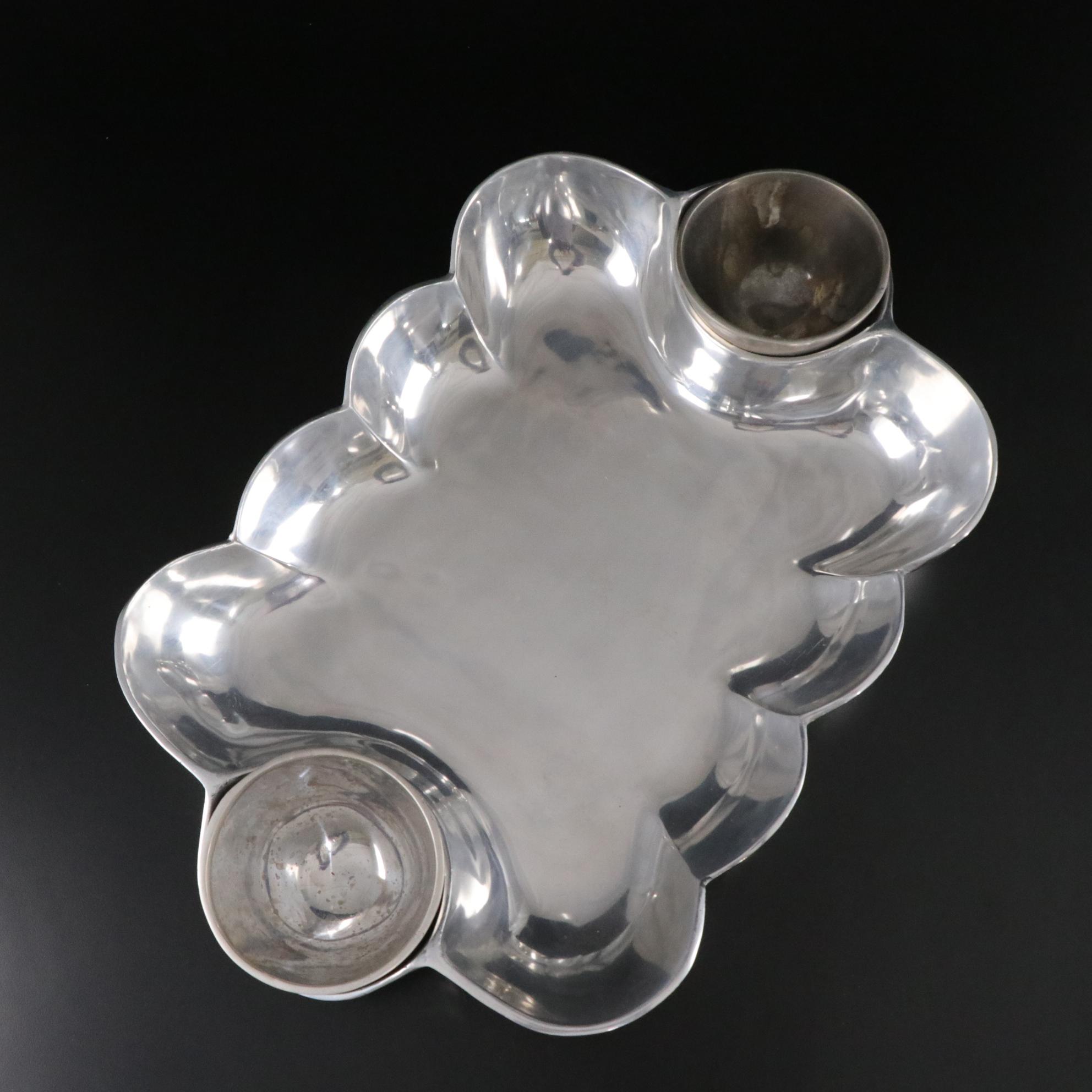 Euro Ceramica Tureen and Underplate with Aluminum Chip and Dip and Glass Platter