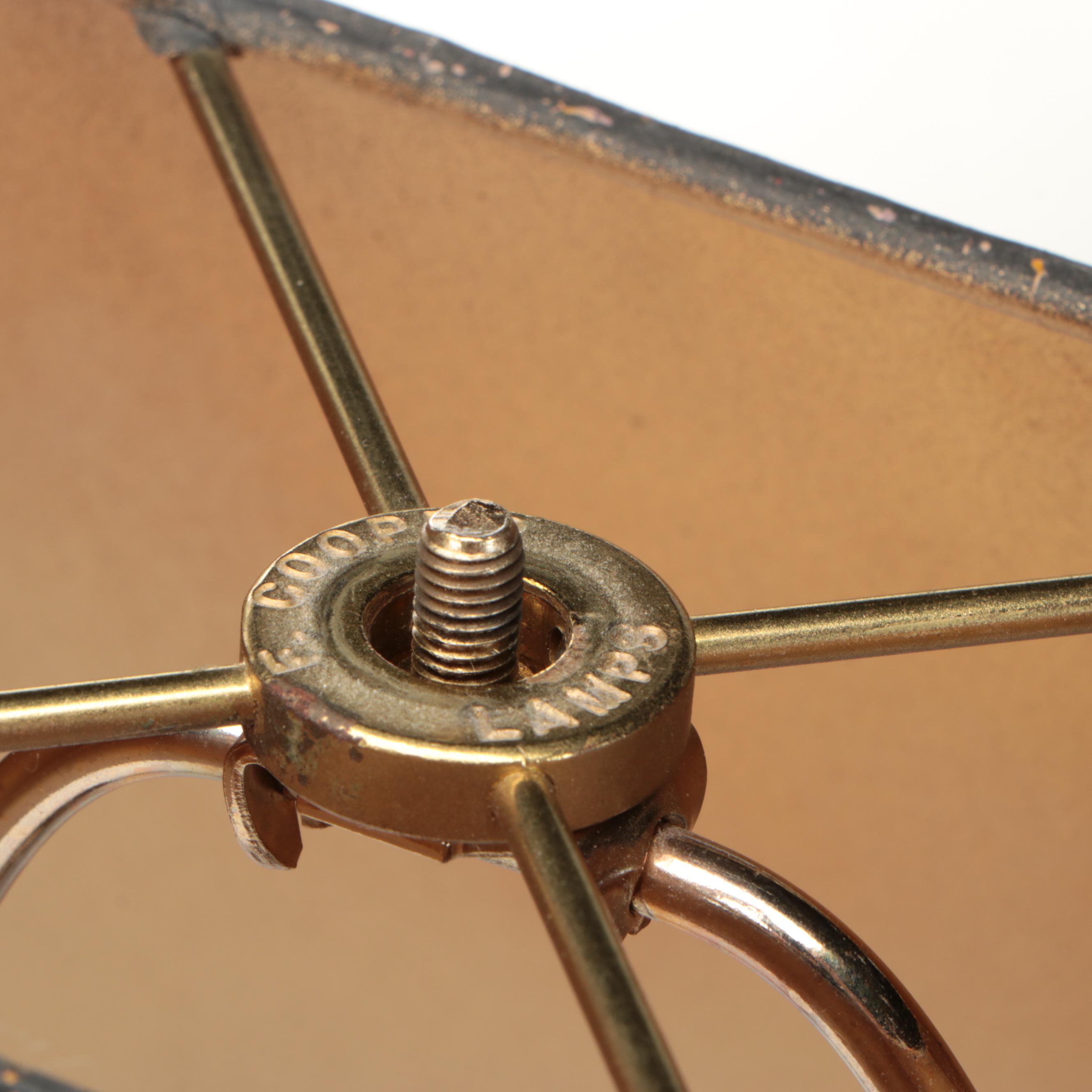 Bronze Children Swinging Figural Table Lamp with Cooper Stipple-Painted Shade