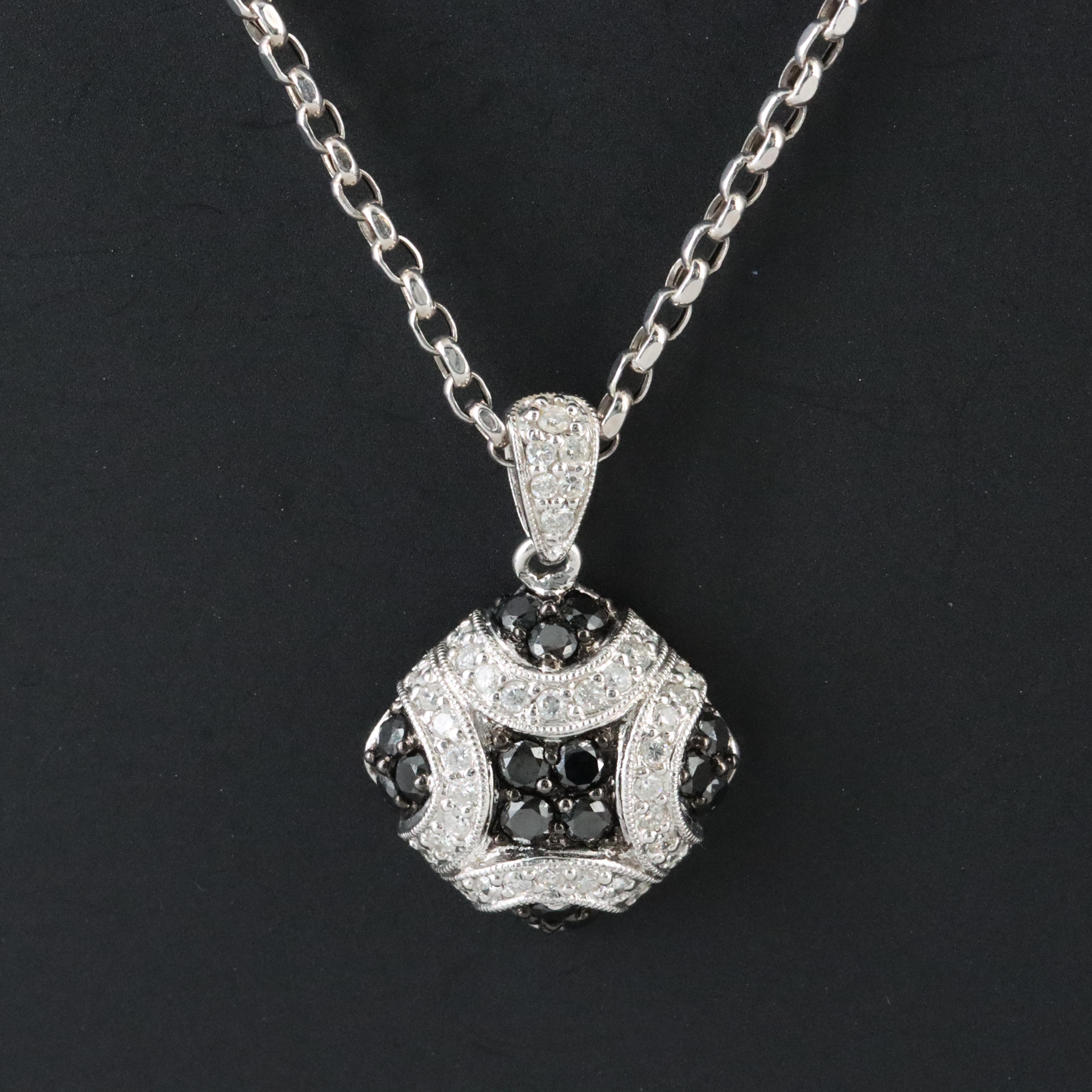 14K 0.91 CTW Diamond Pendant Necklace with Fancy Black Diamonds