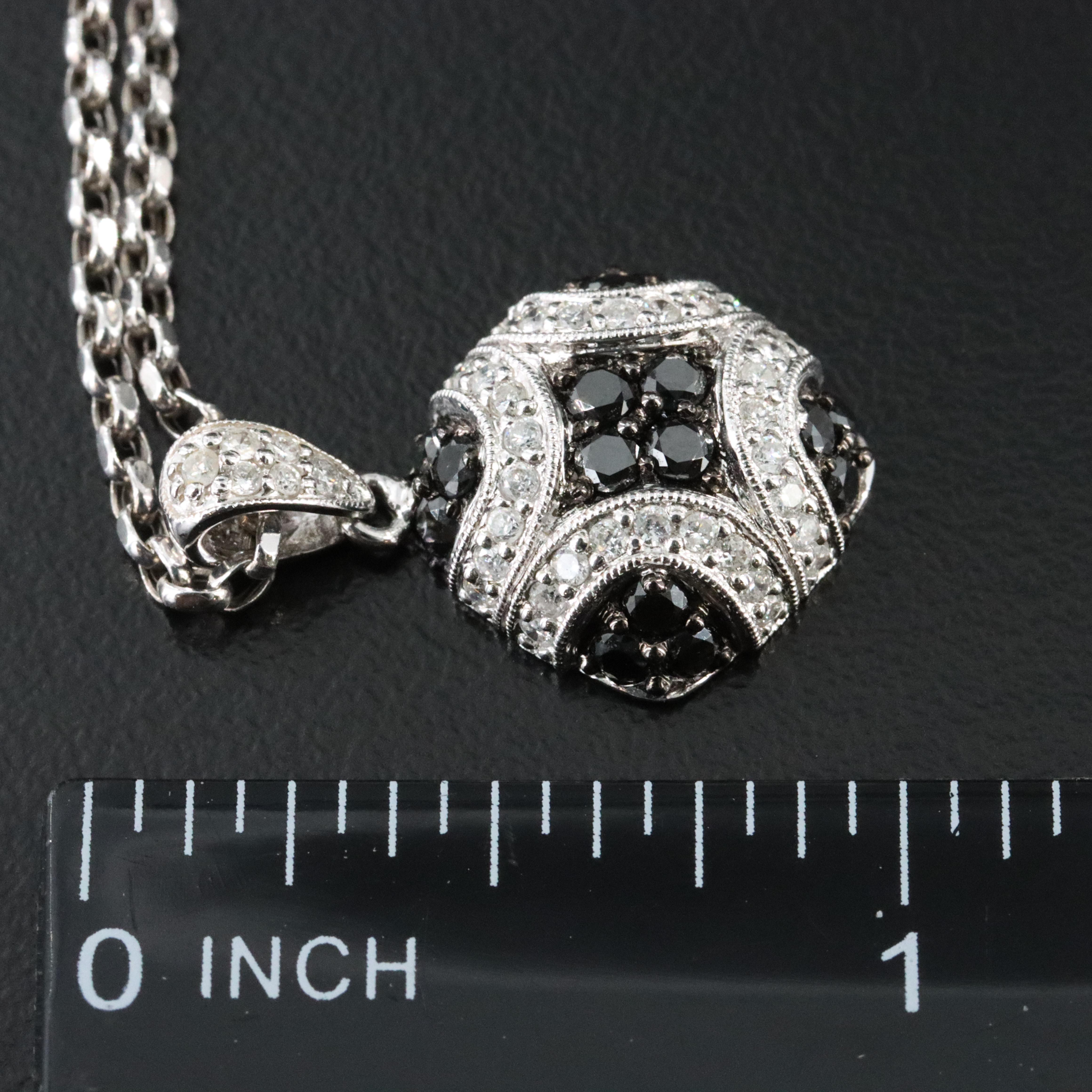 14K 0.91 CTW Diamond Pendant Necklace with Fancy Black Diamonds